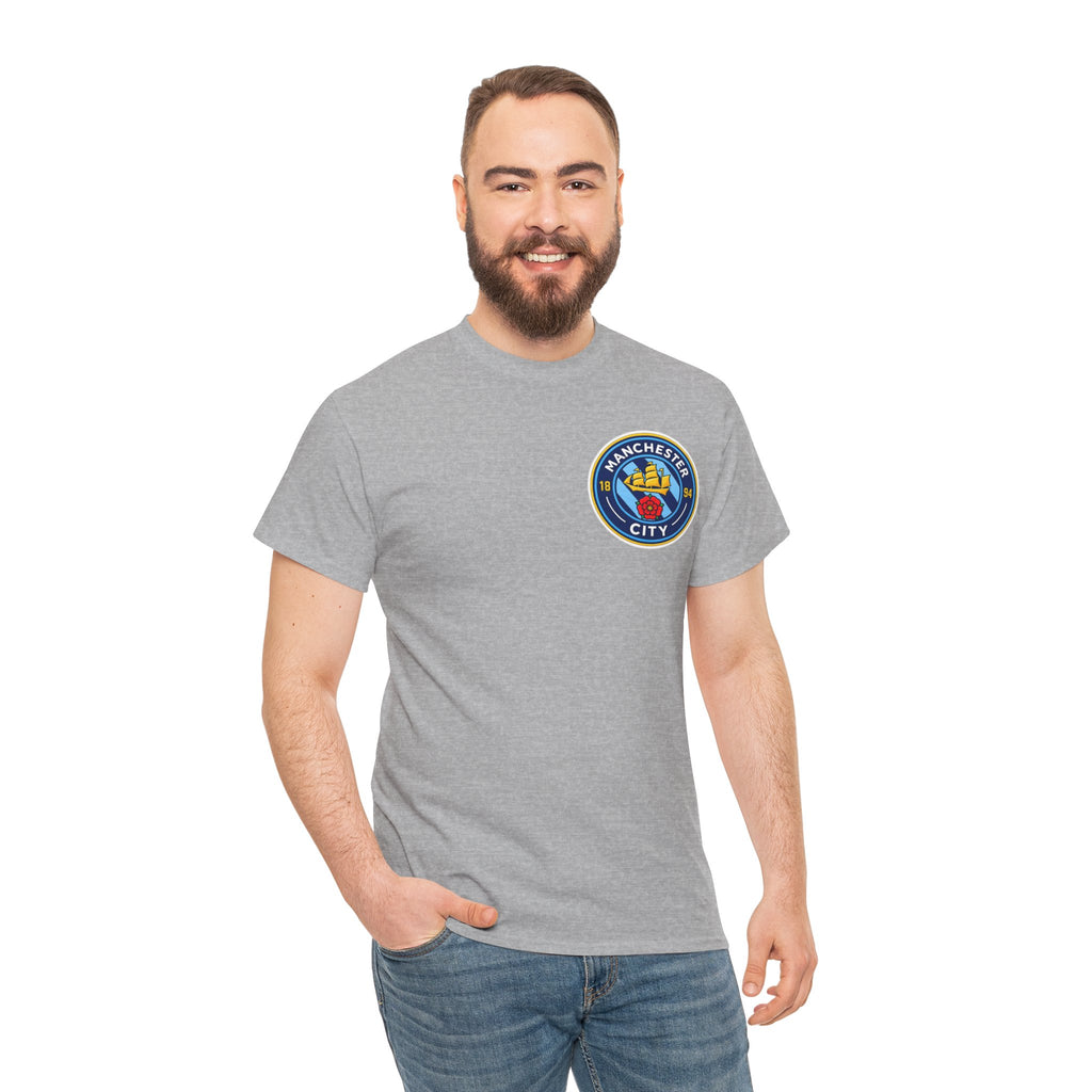 Manchester City Inspired Crest T‑Shirt – Circular Badge Chest Logo Tee
