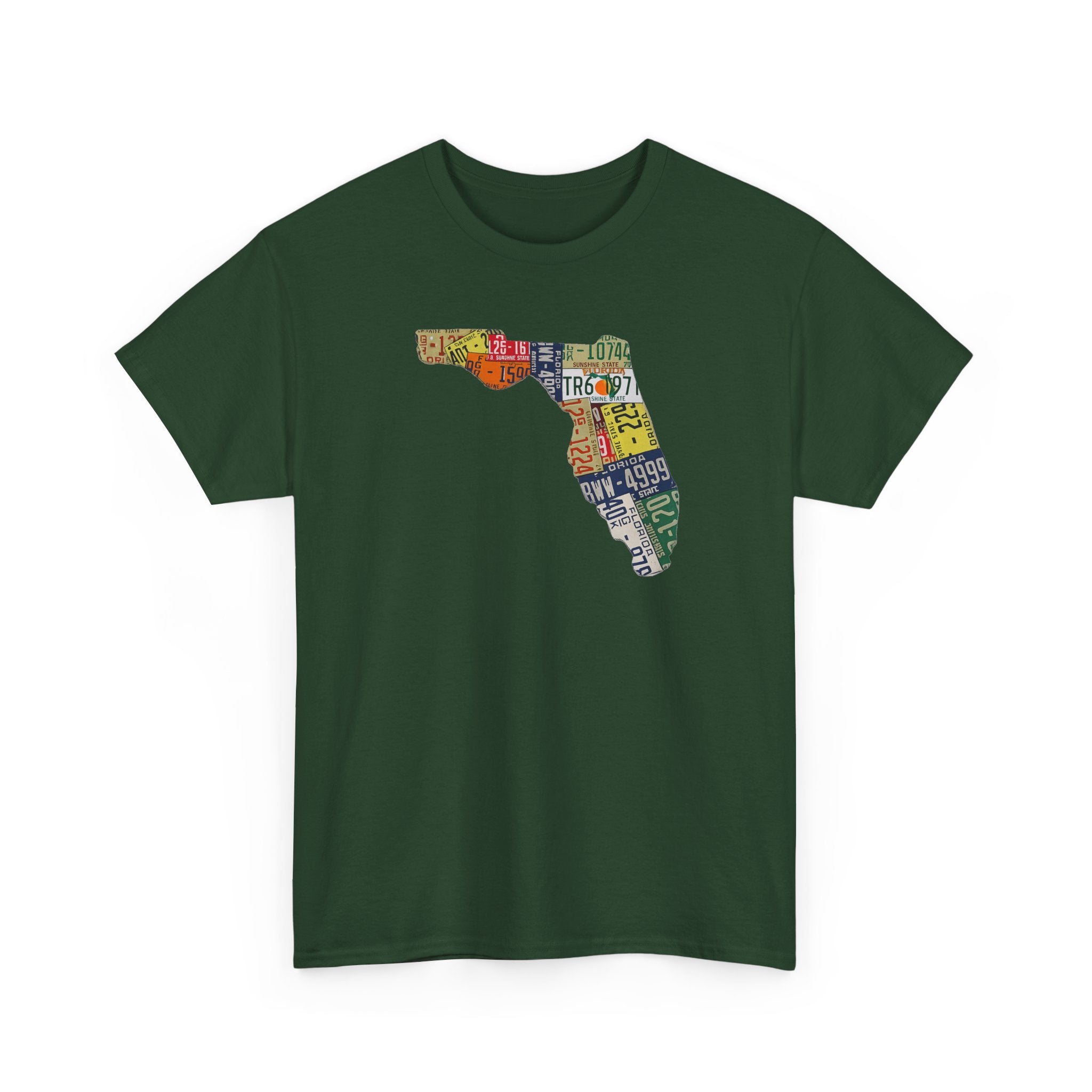 Florida License Plate Map T-Shirt — Vintage State Silhouette Tee