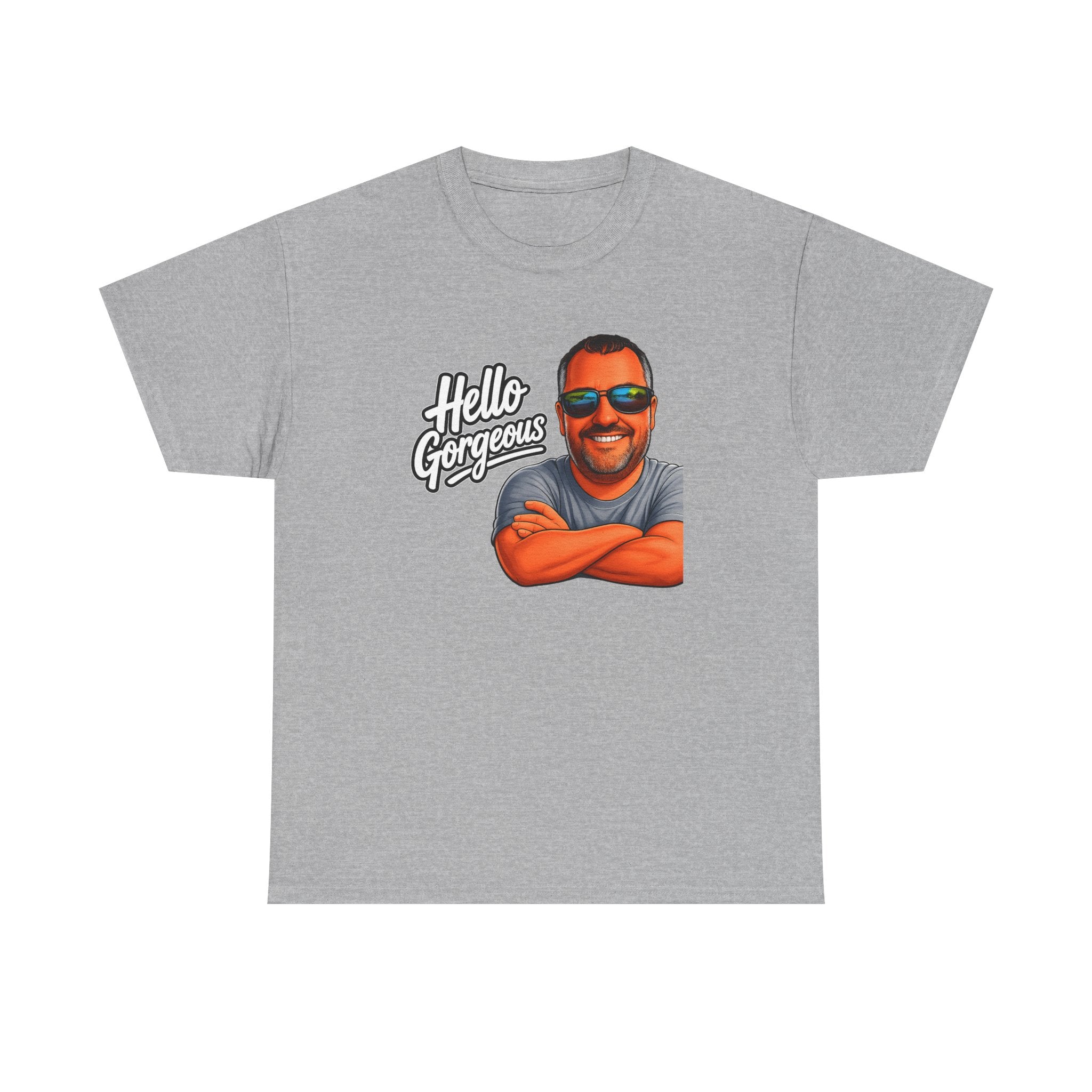 Hello Gorgeous Graphic Tee — Funny Retro Portrait T‑Shirt
