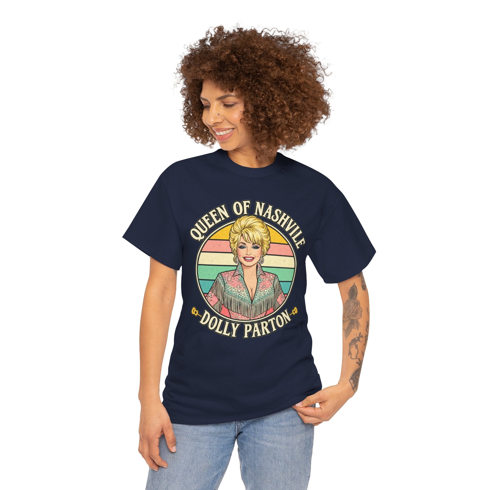 Queen of Nashville Graphic Tee — Dolly Parton Retro Portrait Shirt
