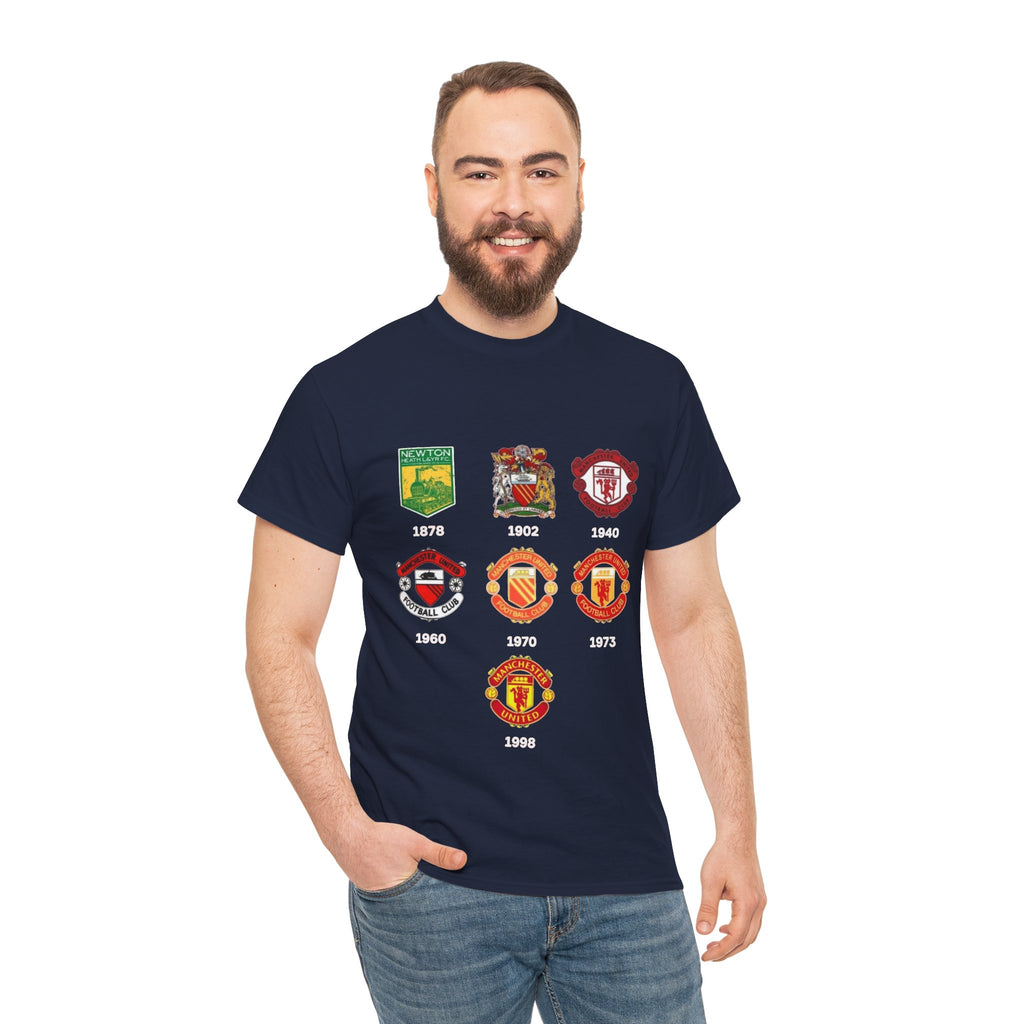 Manchester United Crest Evolution T-Shirt — Vintage Club Logo Timeline Tee