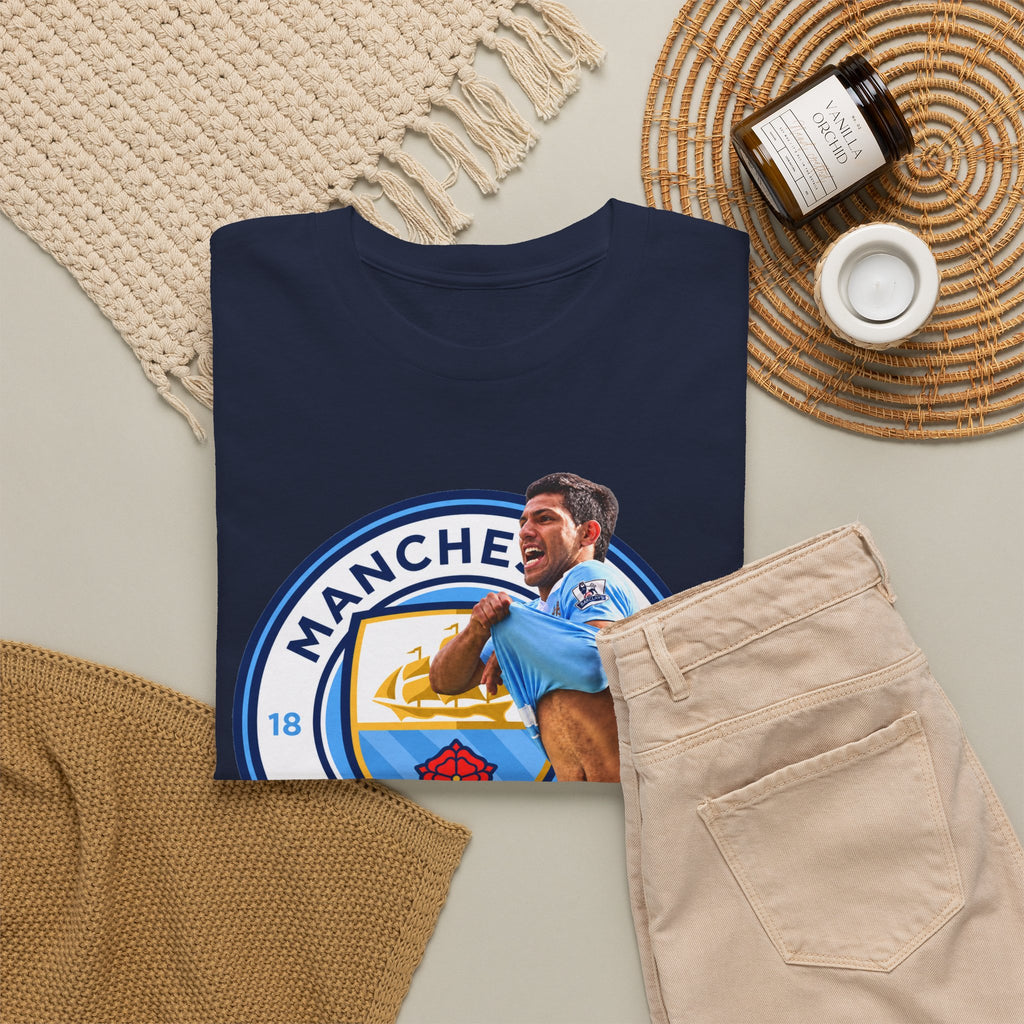 Sergio Aguero Manchester City Legend Soccer Tee — Player Celebration Graphic T-Shirt