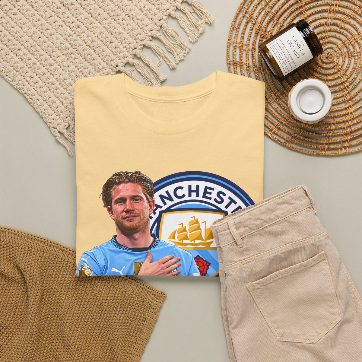 Kevin De Bruyne Manchester City Legend Cotton T-Shirt — Player Tribute Tee (Heart Badge Design)