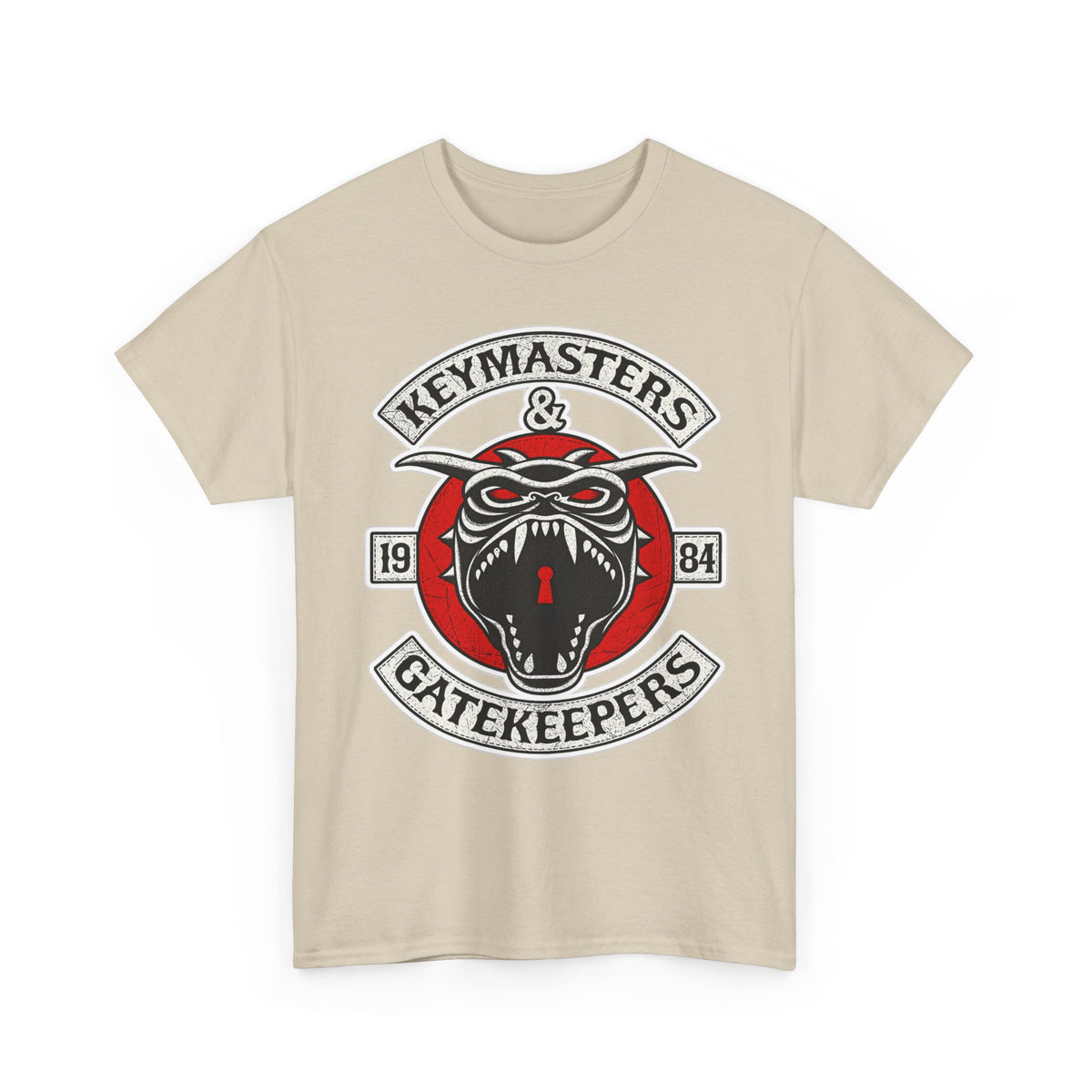 Keymasters & Gatekeepers Tee — Retro Demon Key Emblem Shirt (Since 1984)