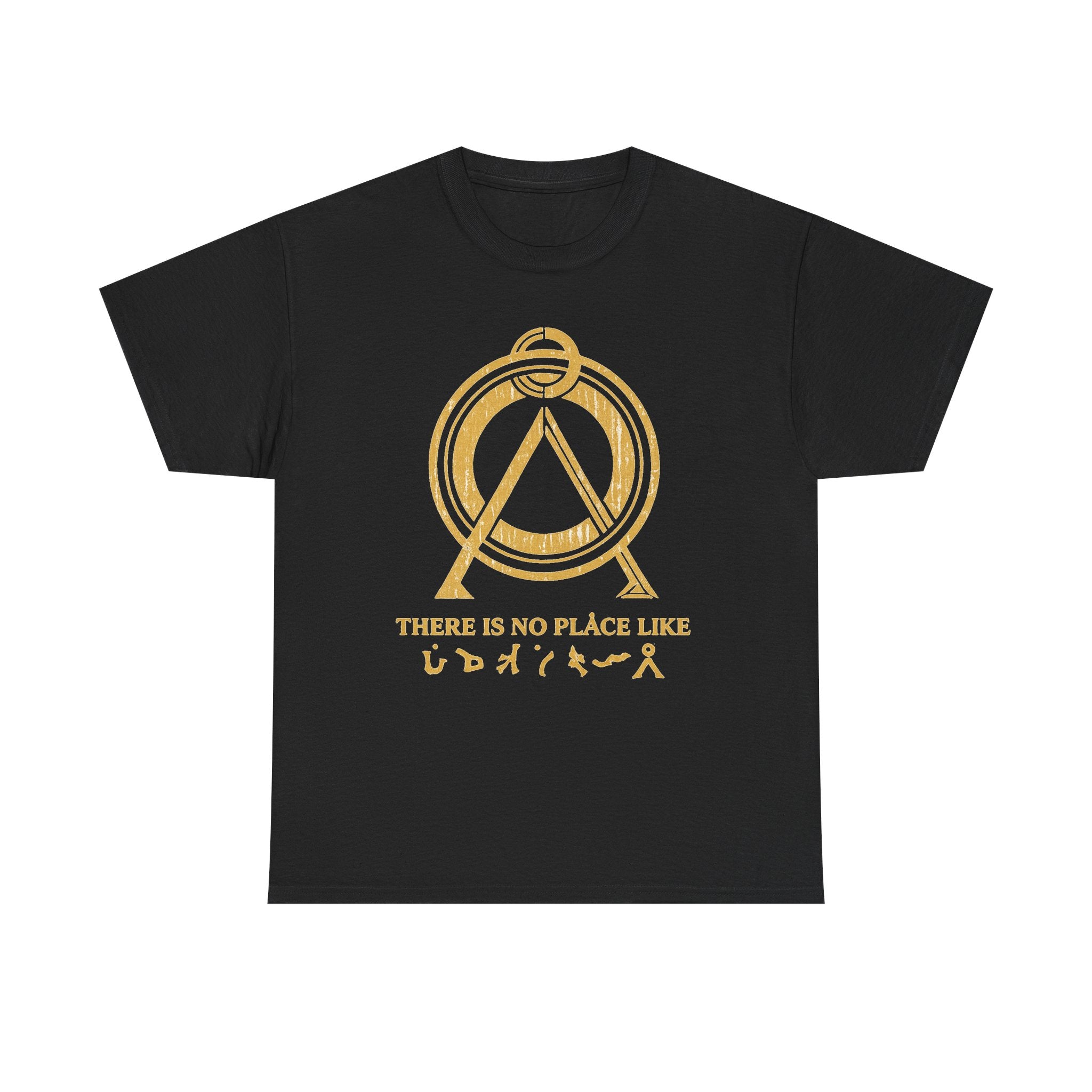 There Is No Place Like Home Graphic Tee — Vintage Gold Sigil T‑Shirt