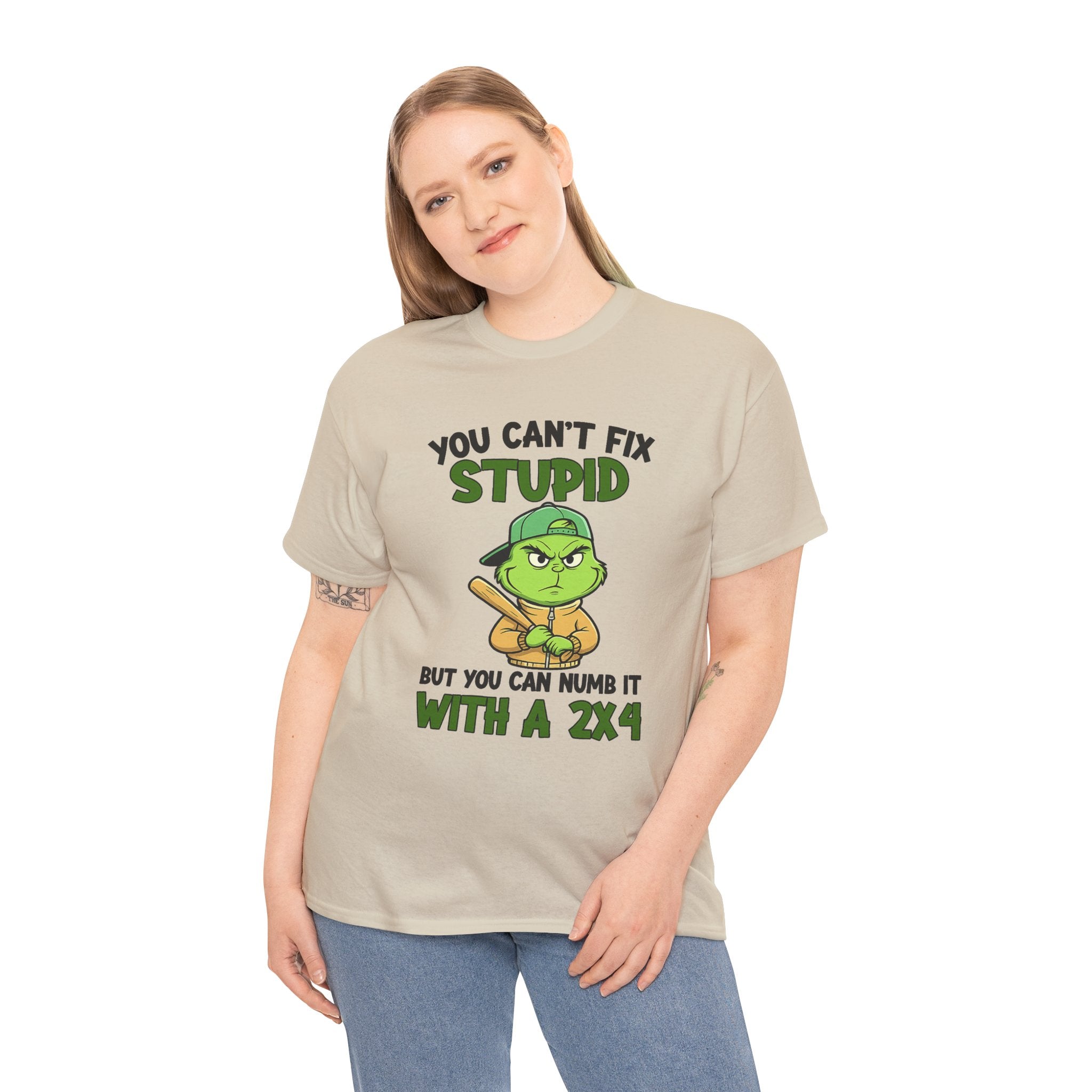 Funny Carpenter T‑Shirt — "You Can't Fix Stupid But You Can Numb It With a 2x4"