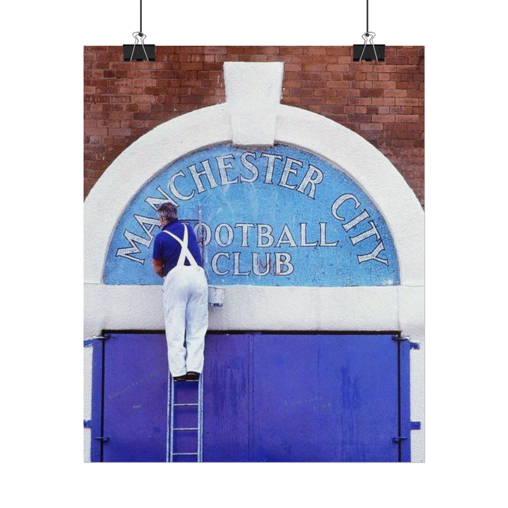 Manchester City Vintage Maine Road Stadium Poster — Rolled Football Wall Art