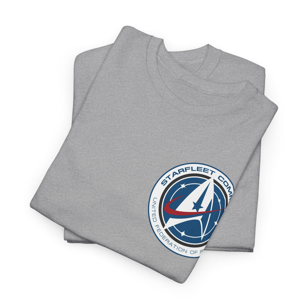 Starfleet Command Crew Logo Cotton T‑Shirt — Retro Rocket Emblem Tee