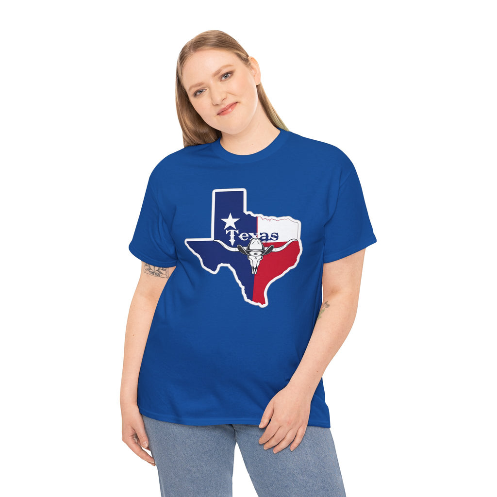 Texas Flag Outline T-Shirt — Lone Star State Map Tee with 'Texas' Text