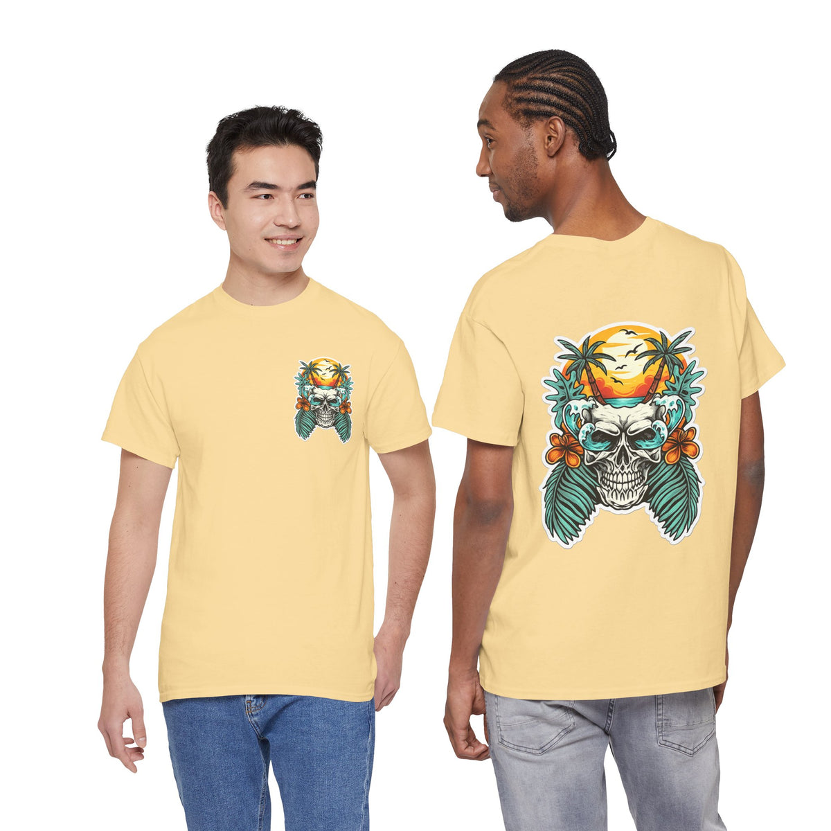 Tropical Skull Tee — Sunset Palm Beach Skull T-Shirt