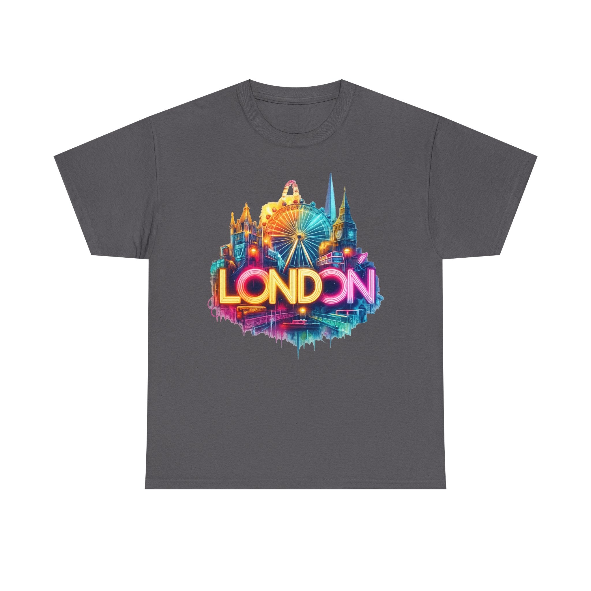London Skyline Tee — Colorful Neon London Landmark T-Shirt