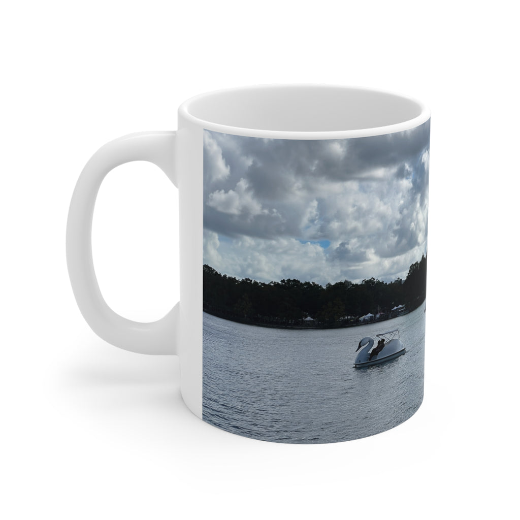 Lake Eola Orlando Swan Paddle Boat Lake Ceramic Coffee Mug — 11oz & 15oz Scenic Photo Mug