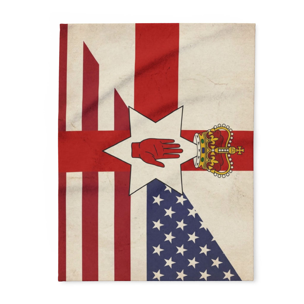 Northern Ireland & USA Flags Fleece Blanket — Vintage British/USA Ulster Flag Design