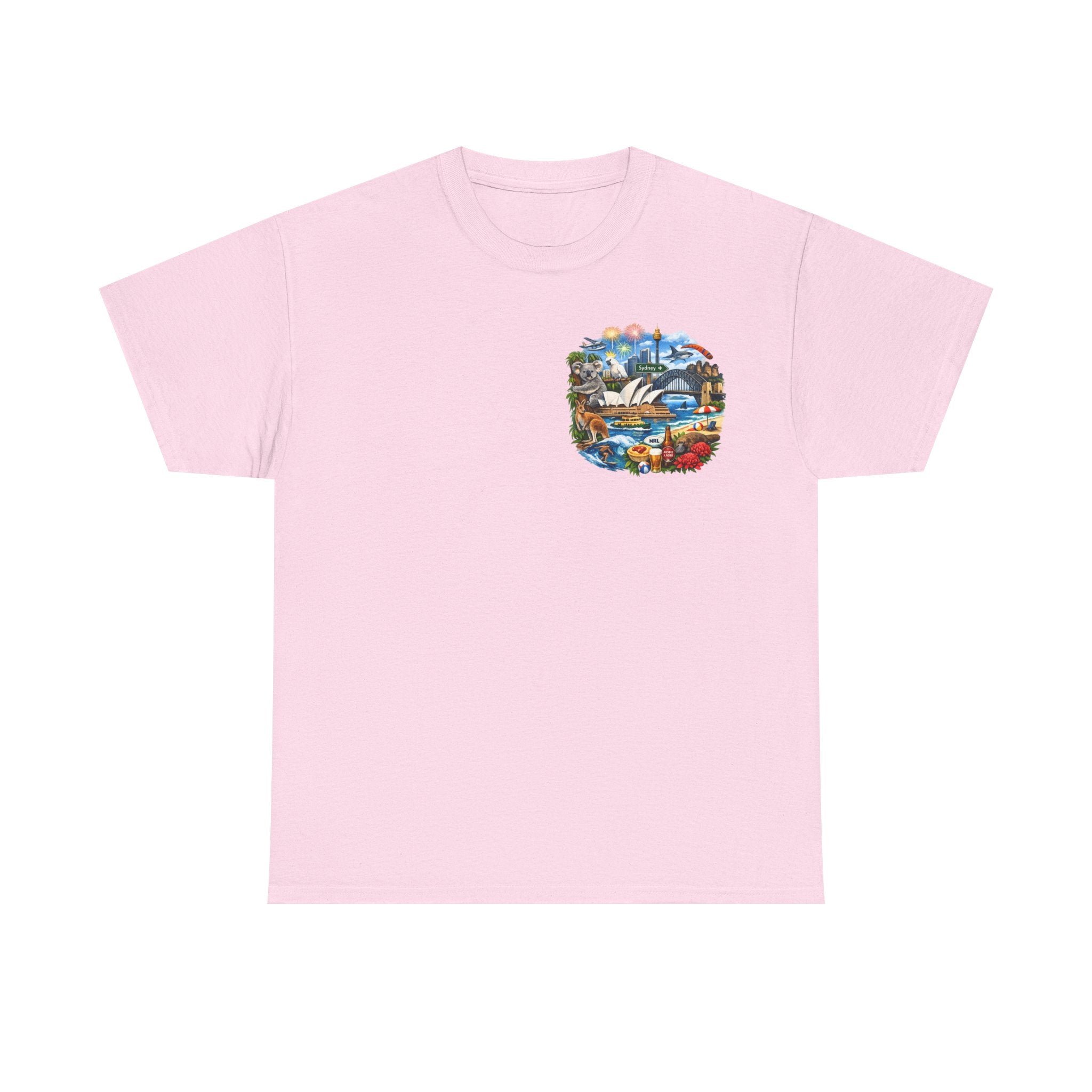 T-Shirt — Sydney Landmark Collage Tee (Opera House, Harbour Bridge, Koala & Beach Scene)