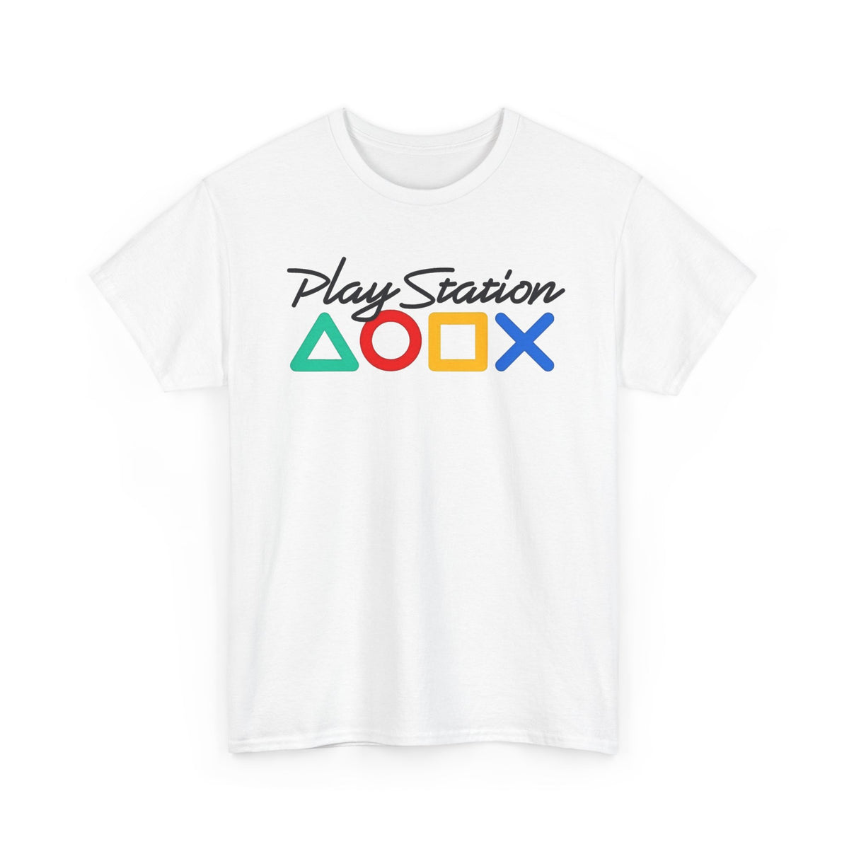 Play Station Controller Symbols Tee — Retro Gaming Shirt with Triangle Circle Square X Design