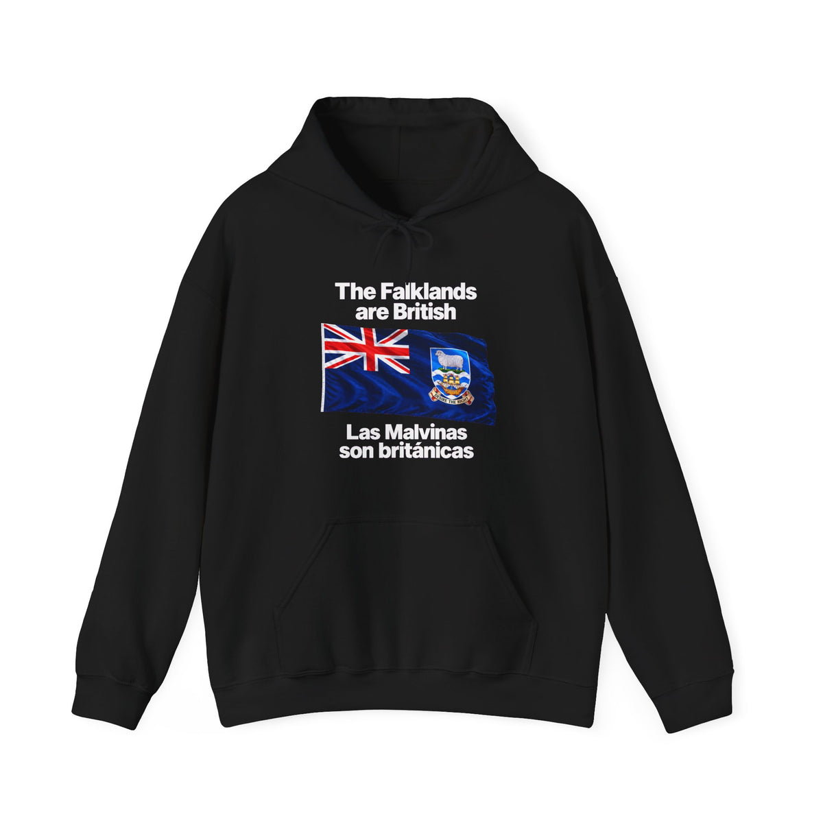 Falklands Are British Hoodie – Bilingual 'Las Malvinas son británicas' Flag Pullover