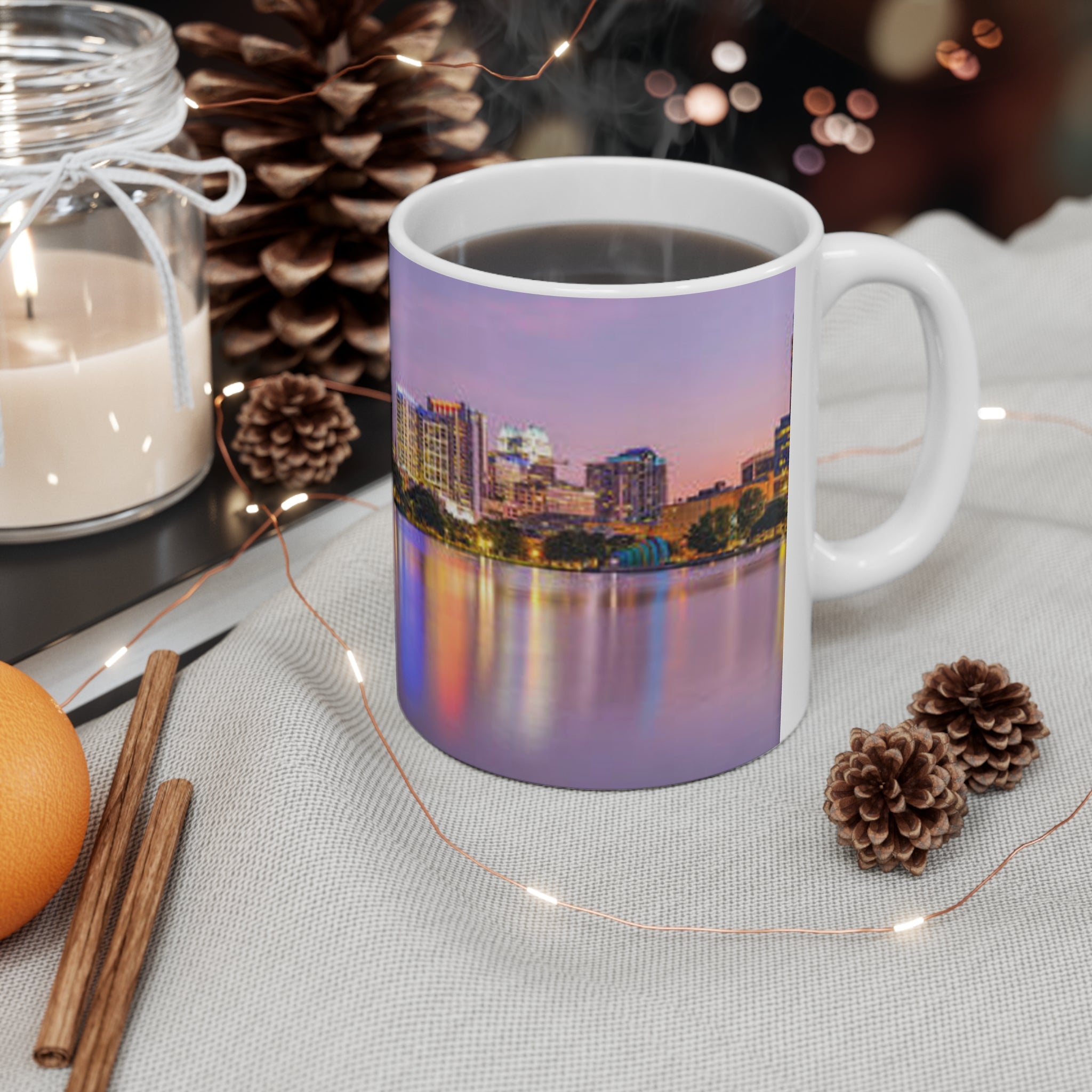Orlando Night Skyline Ceramic Coffee Mug — Cityscape 11oz & 15oz