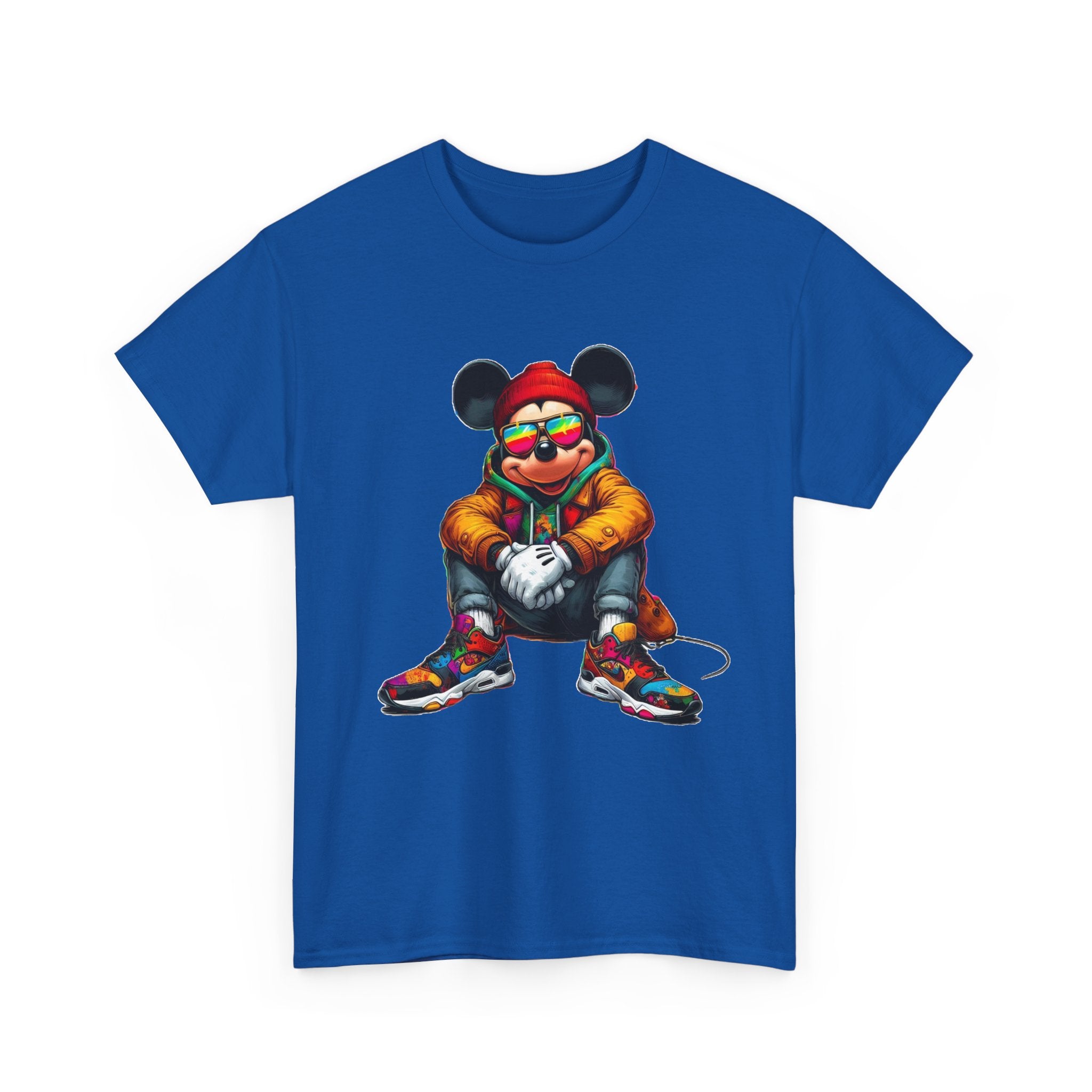 Mickey Mouse Streetwear Graphic Tee — Hip-Hop Mouse Character Sitting in Sneakers