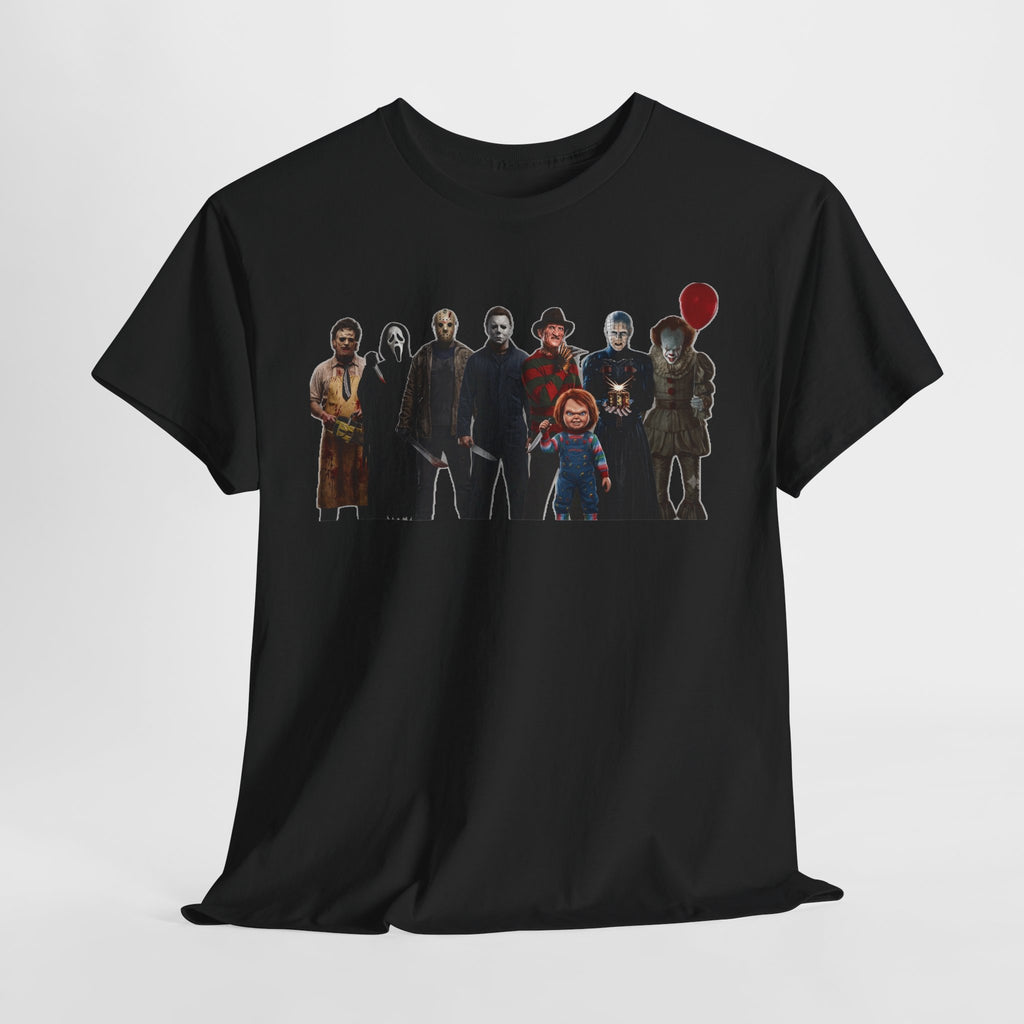 Horror Icons Collage T‑Shirt — Retro Movie Villains Graphic Tee