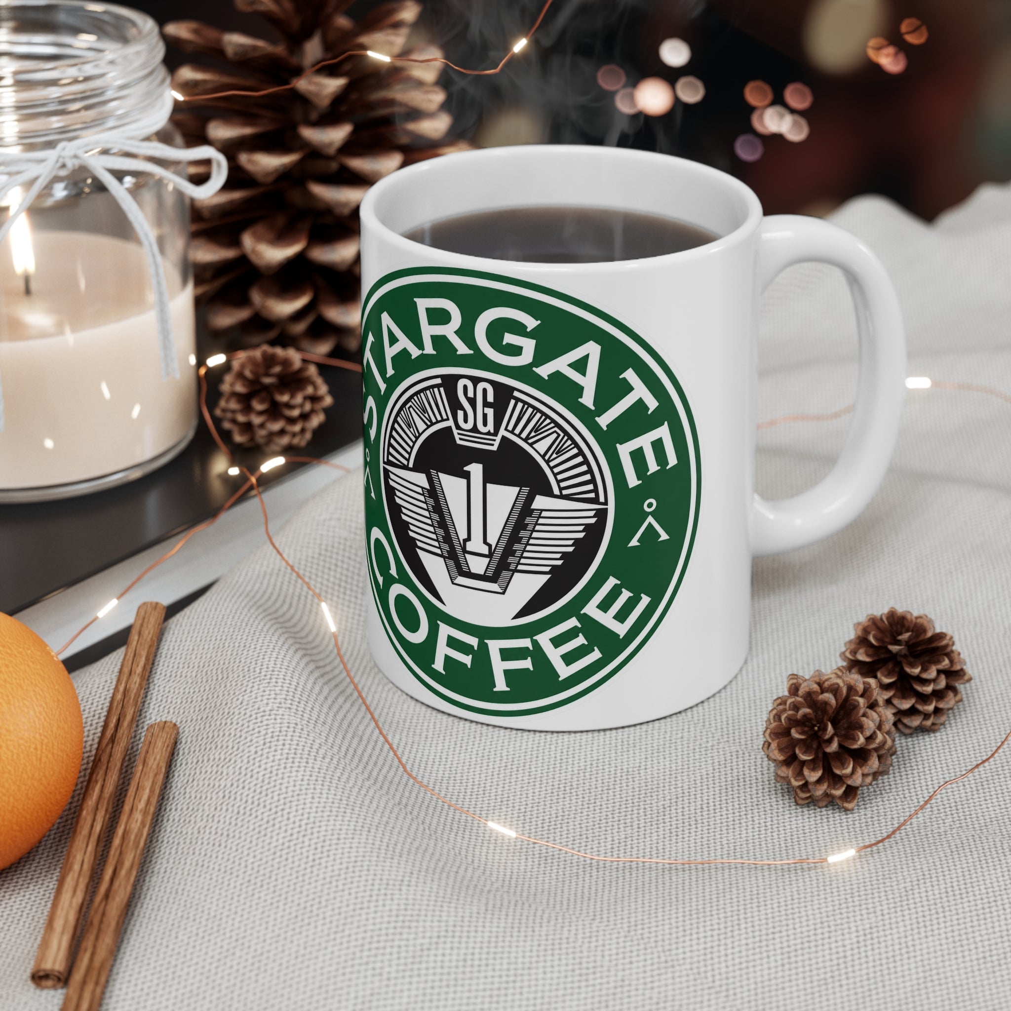 Stargate Coffee Ceramic Mug — 11oz & 15oz Branded Logo Coffee Cup