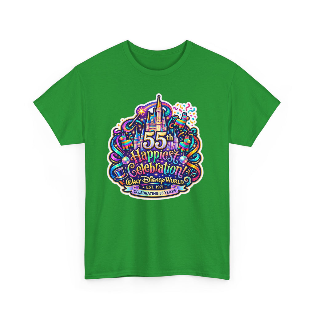 T-Shirt — "55th Happiest Celebration" Colorful Anniversary Castle Graphic Tee