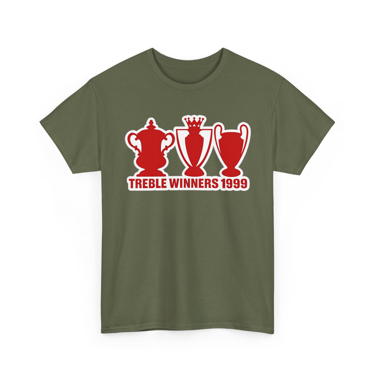 Manchester United Treble Winners 1999 Trophy Graphic Cotton T-Shirt