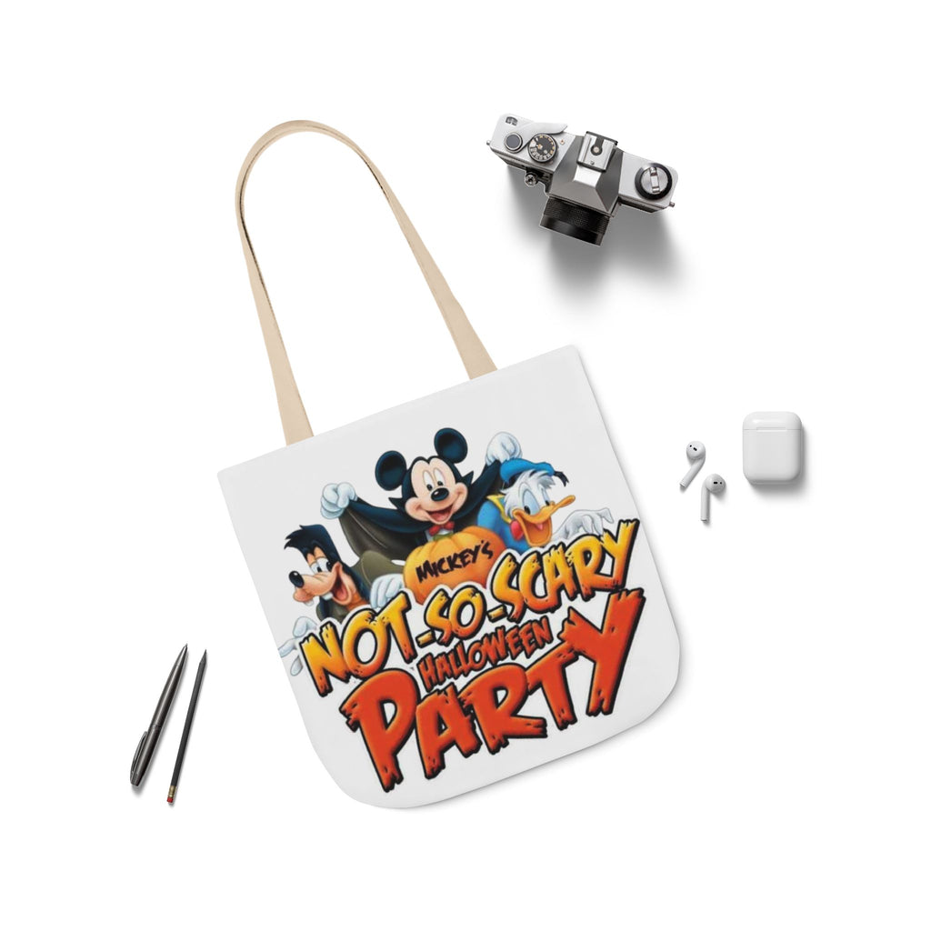 Halloween Party Canvas Tote Bag — "Not-So-Scary Halloween Party" Graphic