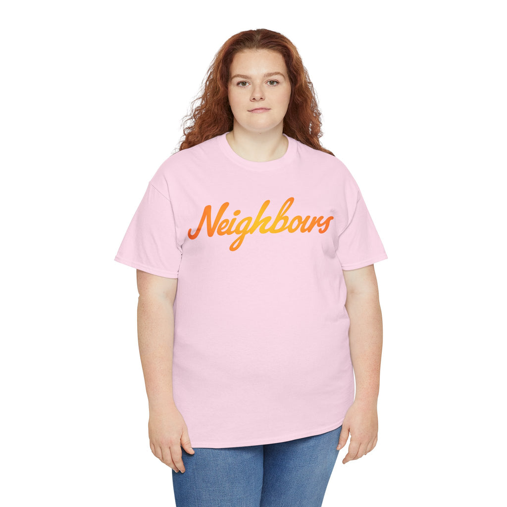Neighbours Script T‑Shirt — Retro Orange Neighborhood Tee