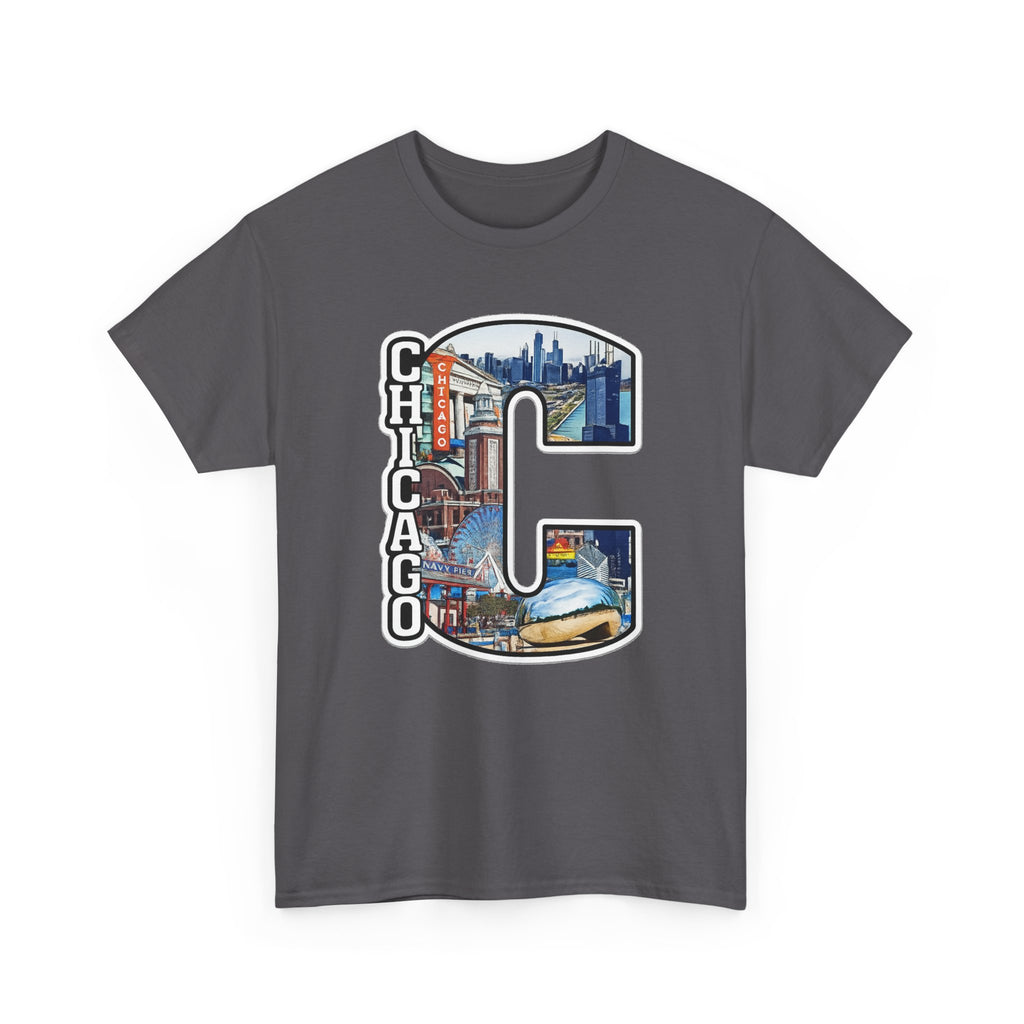 Chicago C Letter T-Shirt — City Skyline Graphic Cotton Tee
