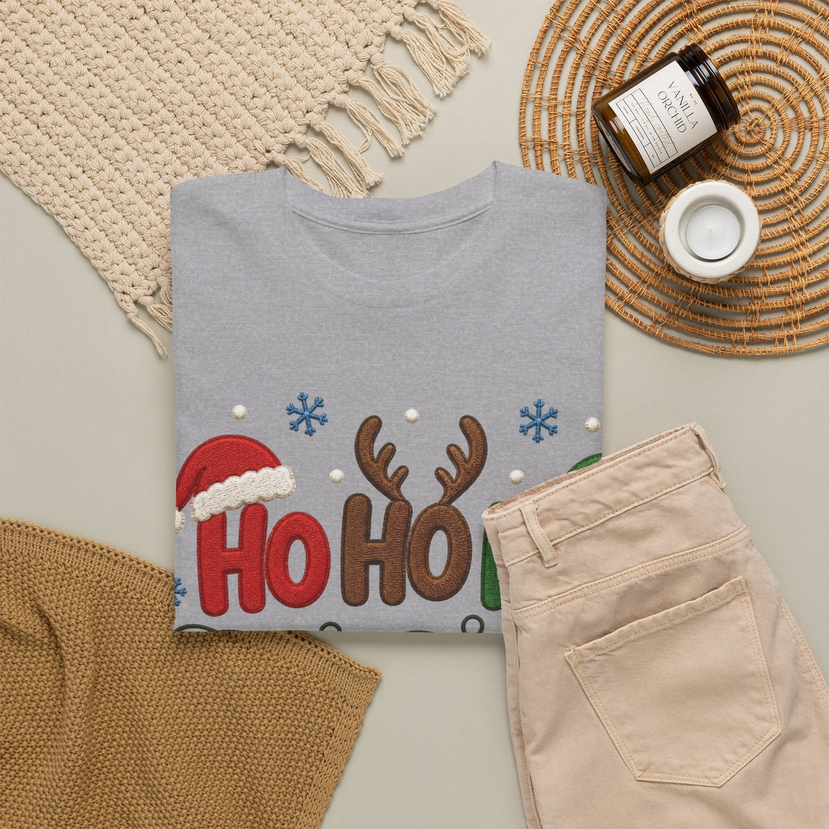 Christmas Ho Ho Ho Tee — Festive Santa, Reindeer & Lights Holiday T-Shirt