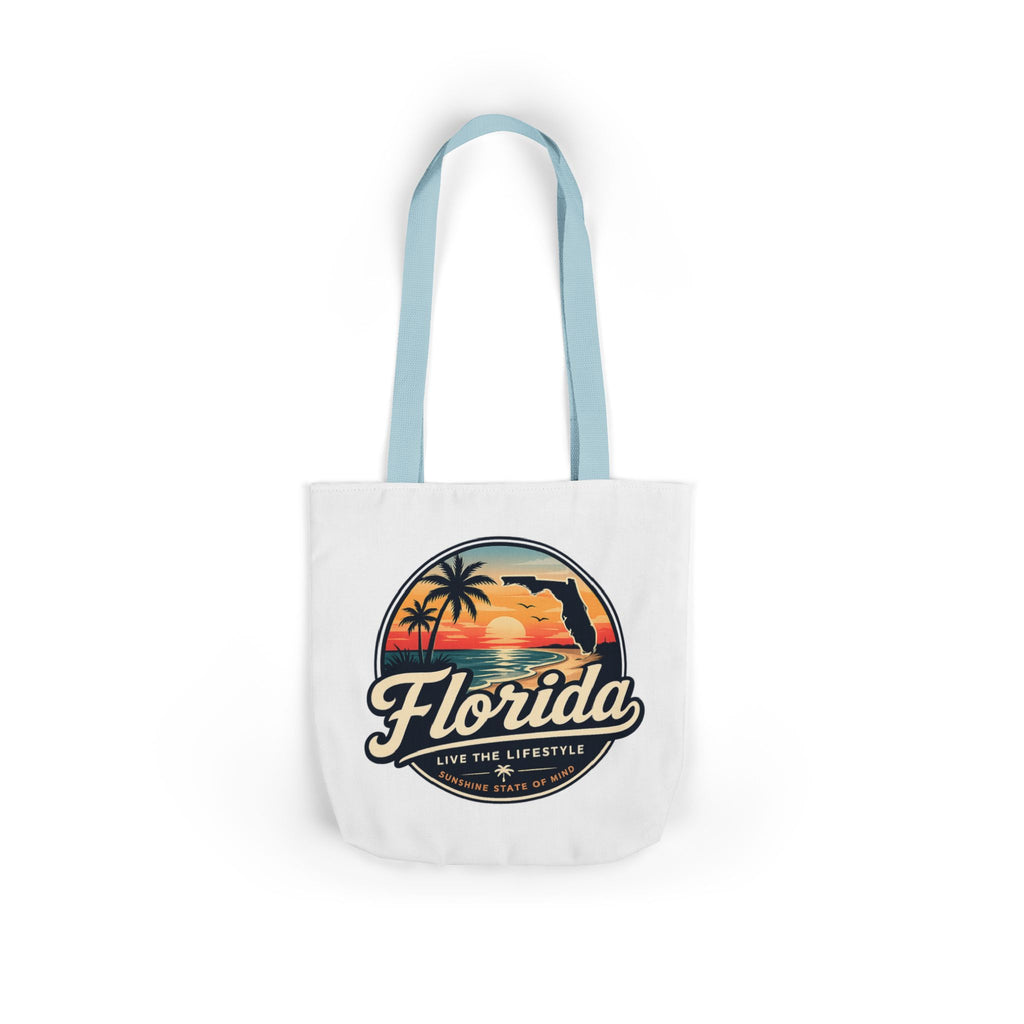 Florida Sunset Canvas Tote Bag — Retro Palm Beach Design