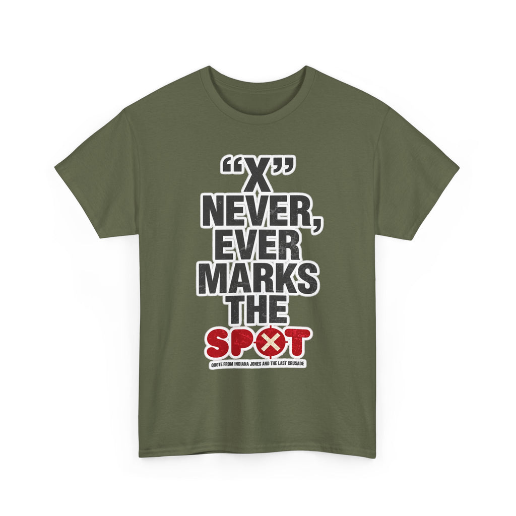 Indiana Jones Inspired T-Shirt — "X" Never, Ever Marks the Spot Pirate Map Humor Tee