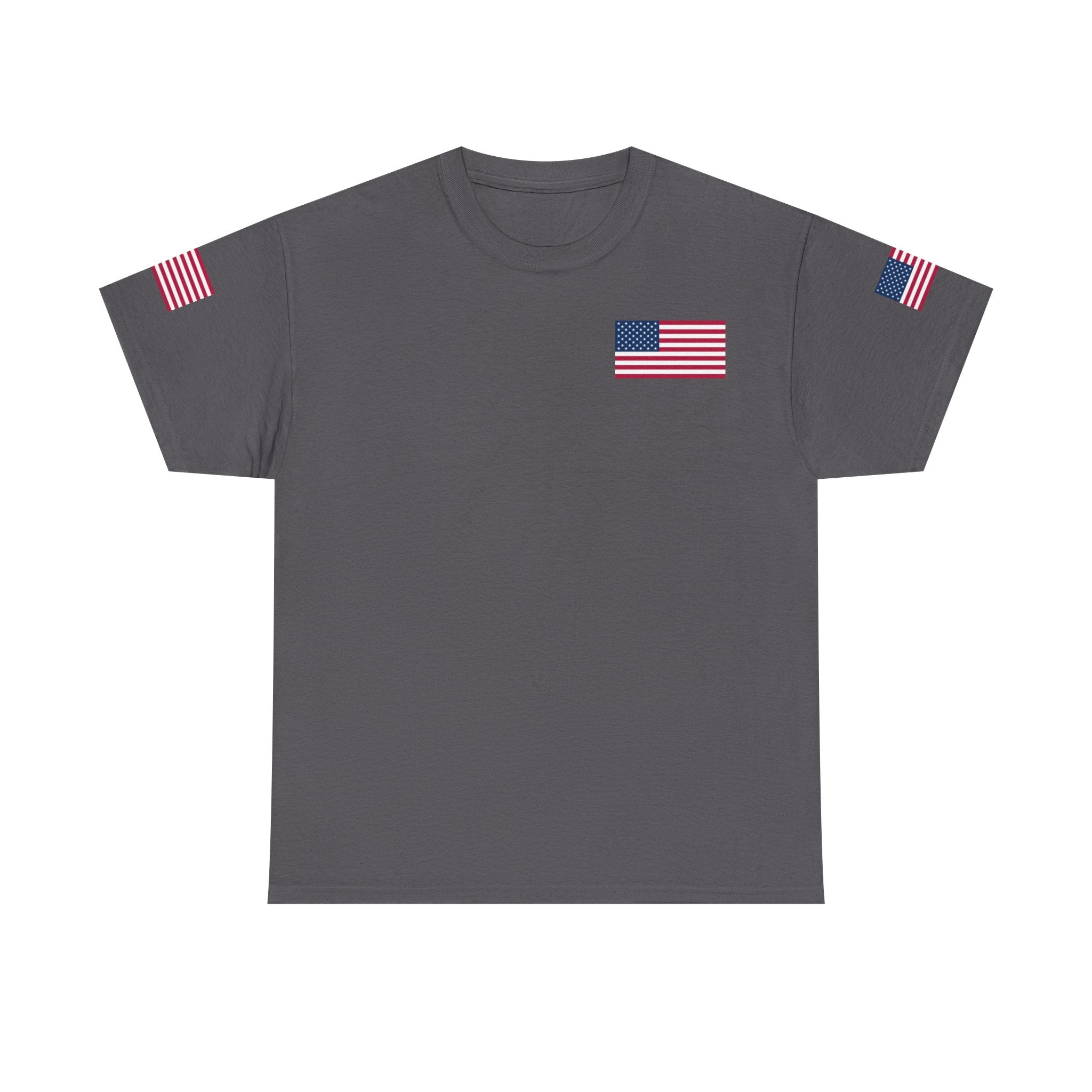 Team USA Flag T‑Shirt — Patriotic Navy Tee with Back Shield Logo