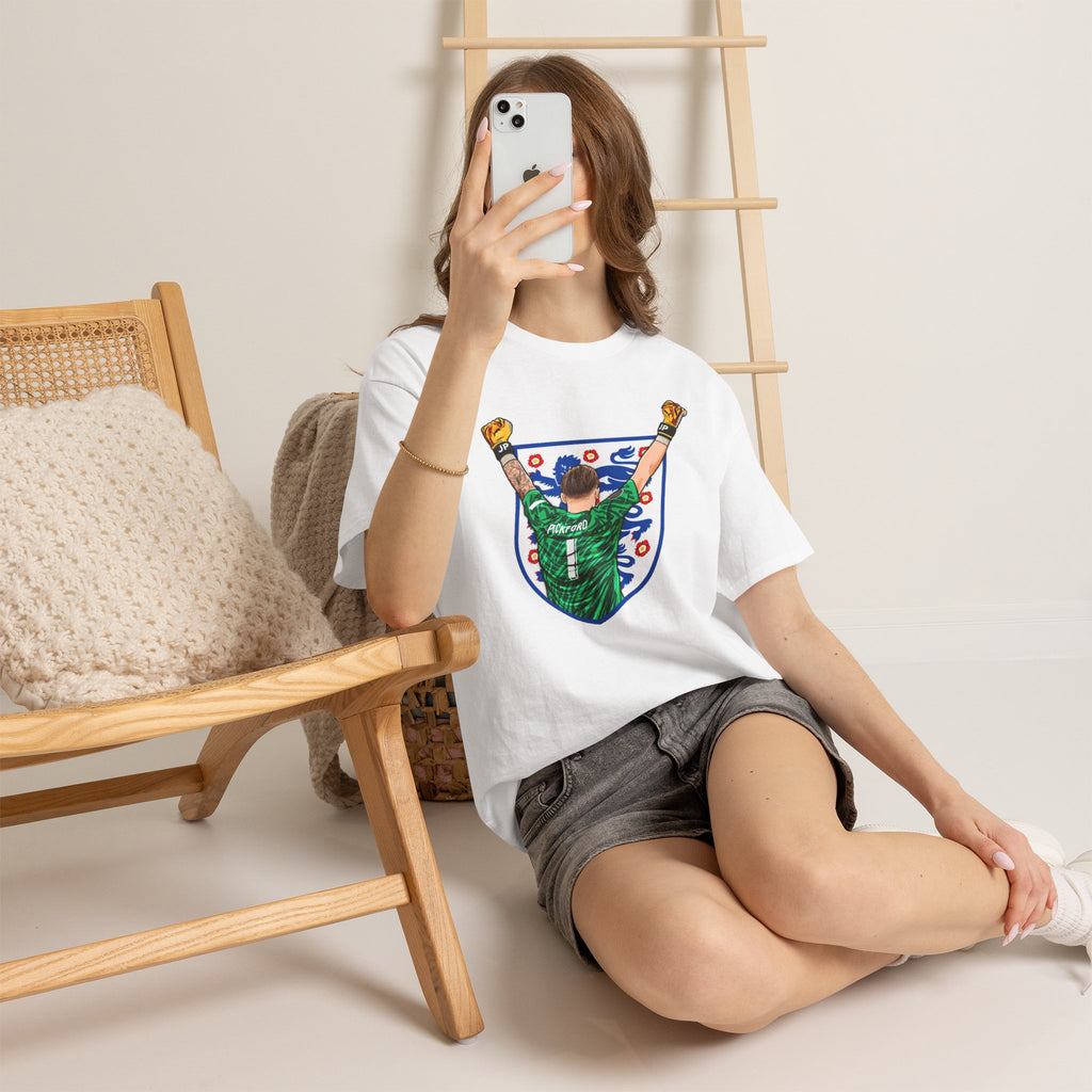 Pickford England Number 1 Goalkeeper Graphic Tee — Victory Pose Jersey Design