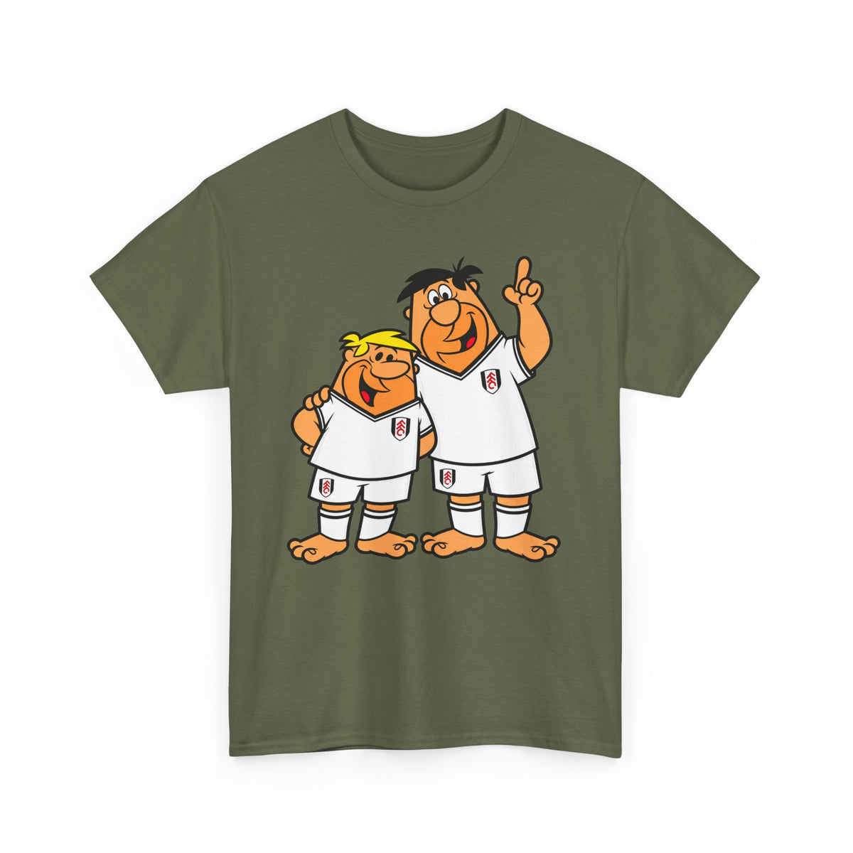 Fulham Flintstones Fred & Barney Cartoon Cotton T-Shirt Tee - Vintage Flintstones-Style Brothers Shirt