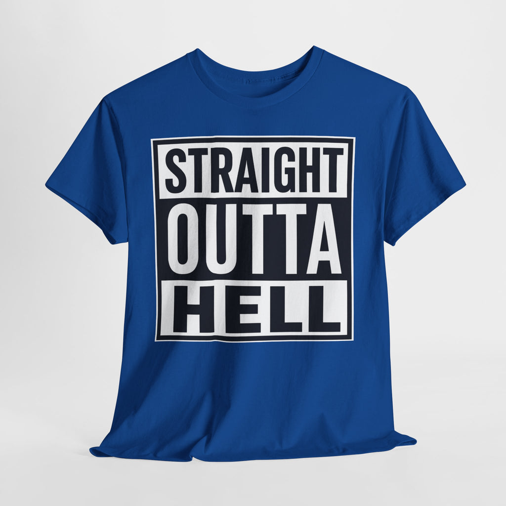 Straight Outta Hell T-Shirt — Bold Gothic Graphic Tee