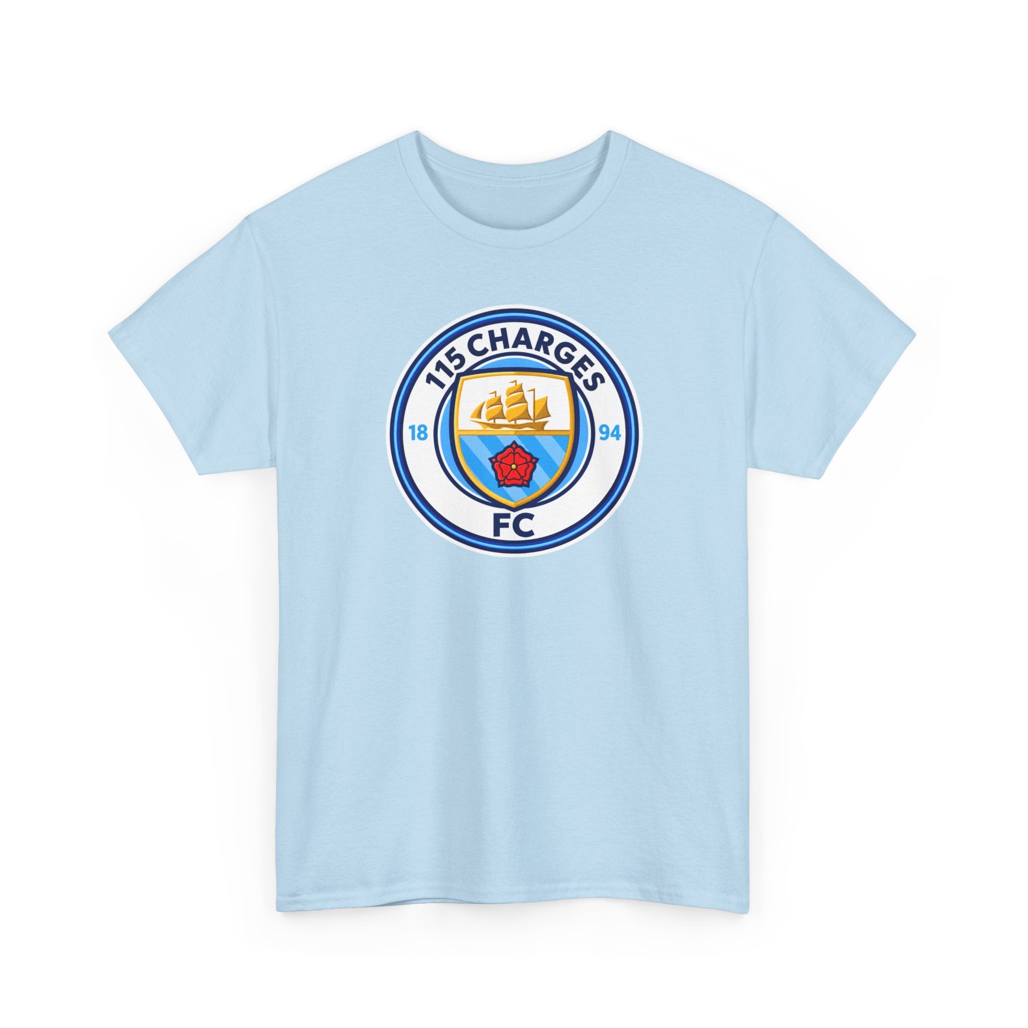 115 Charges FC Crest Cotton Tee — Vintage Blue Club Logo T-Shirt