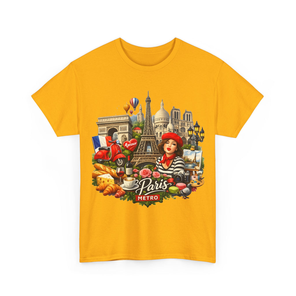 Paris Montage Tee — Eiffel Tower, Croissant & Metro Vintage Travel T‑Shirt