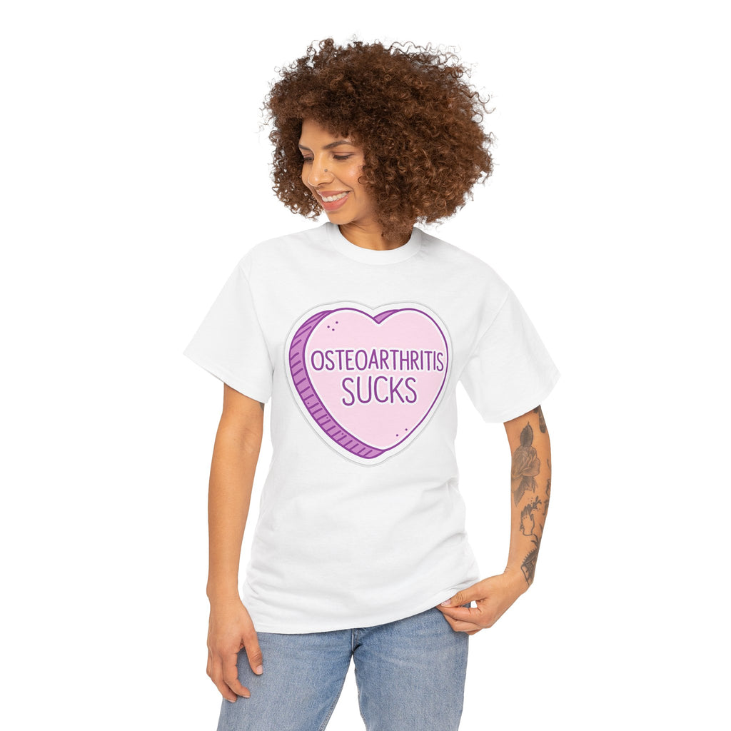 Osteoarthritis Sucks T-Shirt — Pink Heart Awareness Tee