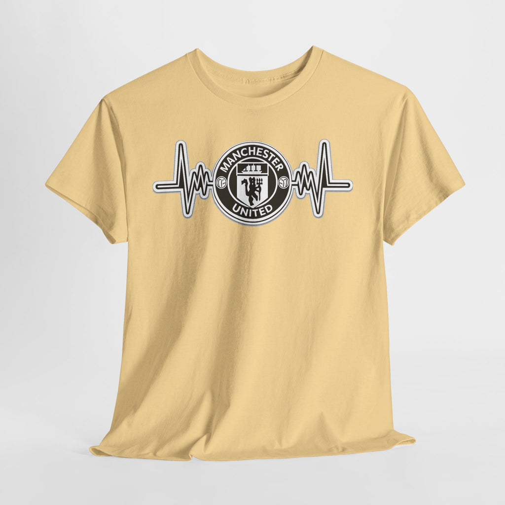 Manchester United Inspired Heartbeat T‑Shirt — Football Fan Pulse Tee
