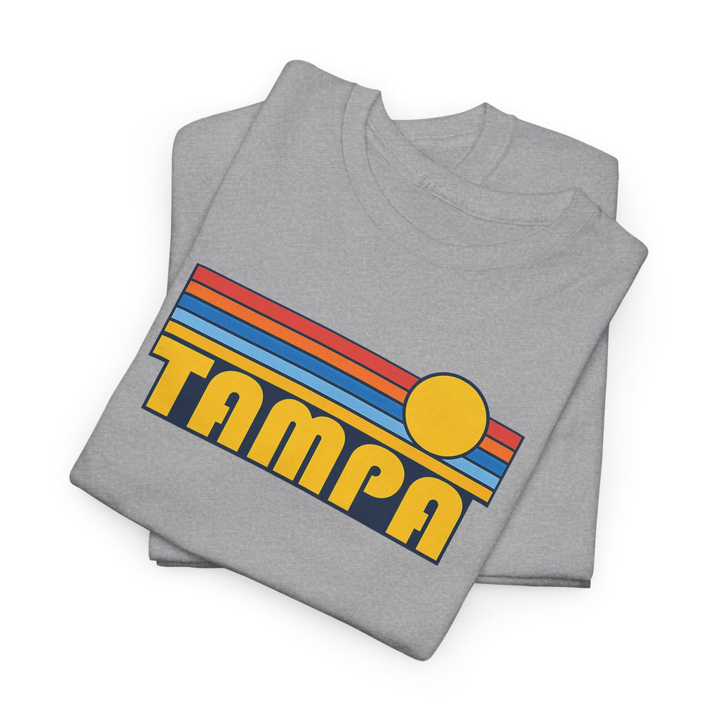 Tampa Retro Sunset T-Shirt — Vintage 70s Striped Beach Tee