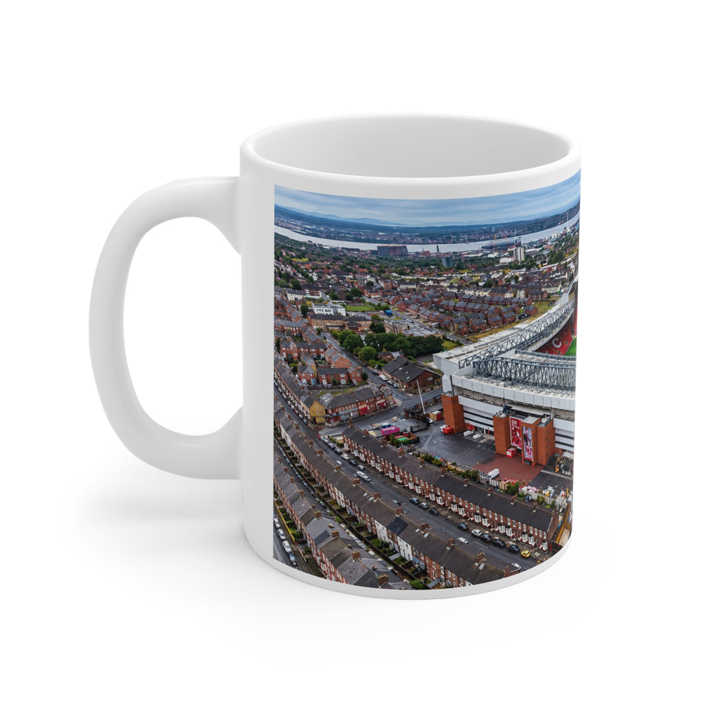 Liverpool's Anfield Stadium Aerial Photo Coffee Mug - Soccer Football Fan Gift, 11oz & 15oz Ceramic