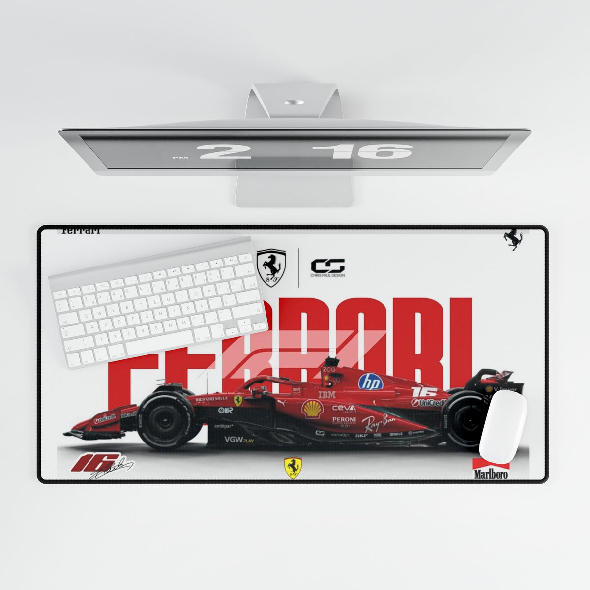 Ferrari Racing Desk Mat — Red Formula Race Car Mouse Pad