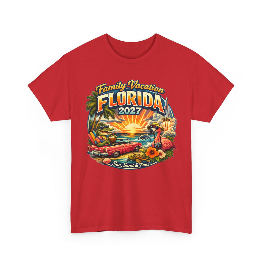 Florida Family Vacation 2027 T-Shirt — Retro Sunset Beach Design