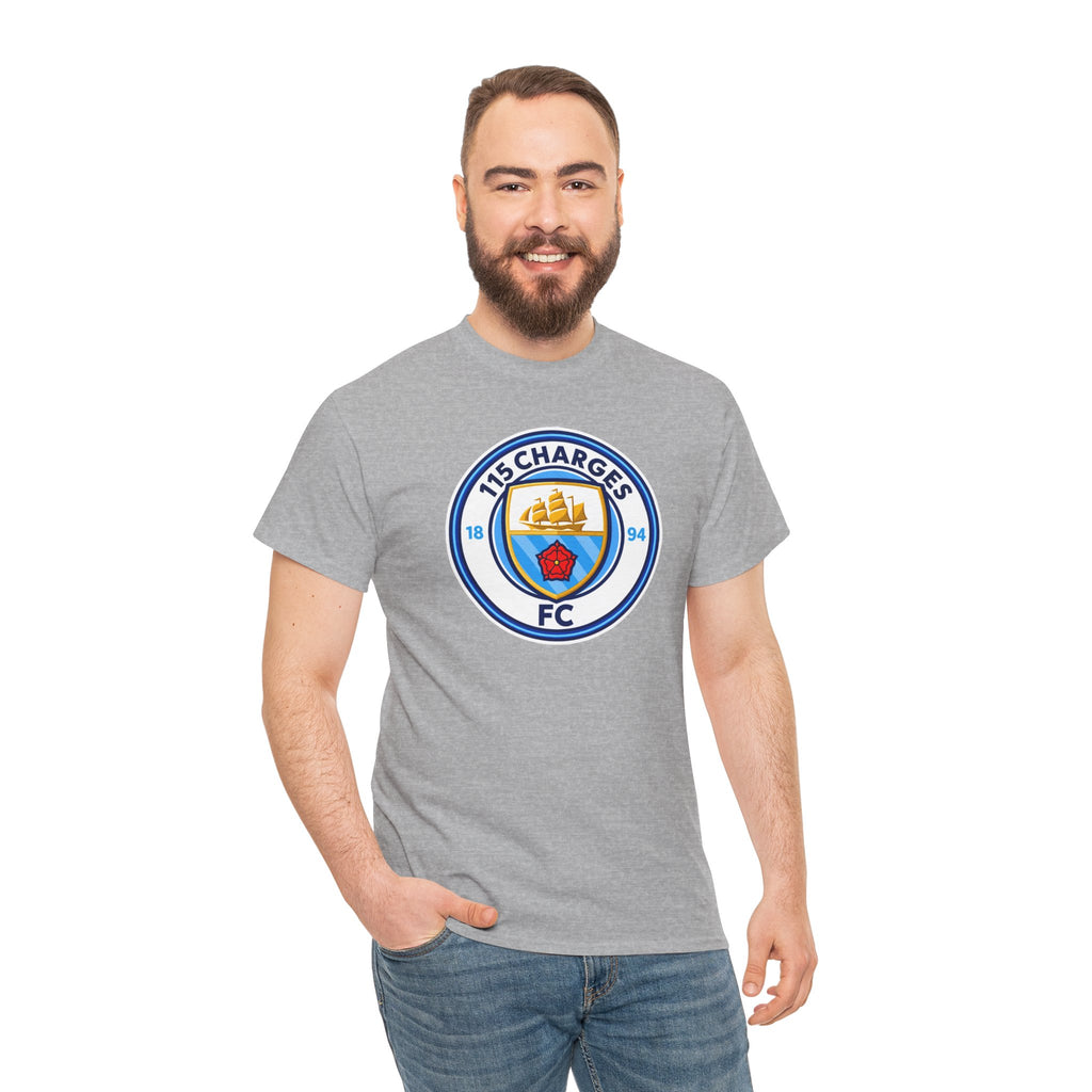 115 Charges FC Crest Cotton Tee — Vintage Blue Club Logo T-Shirt