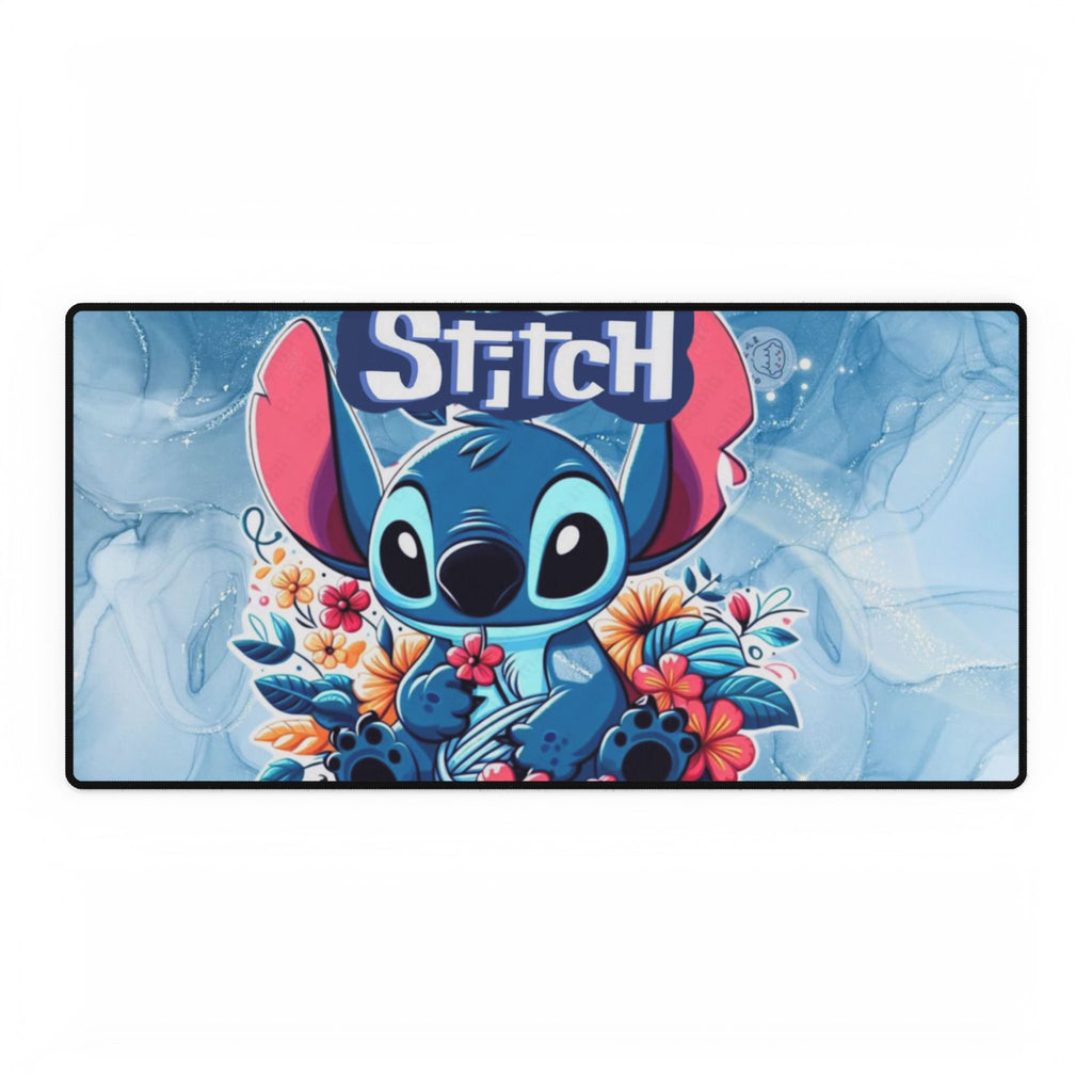 Stitch Floral Gaming Desk Mat — Cute Blue Lilo & Stitch Mouse Pad