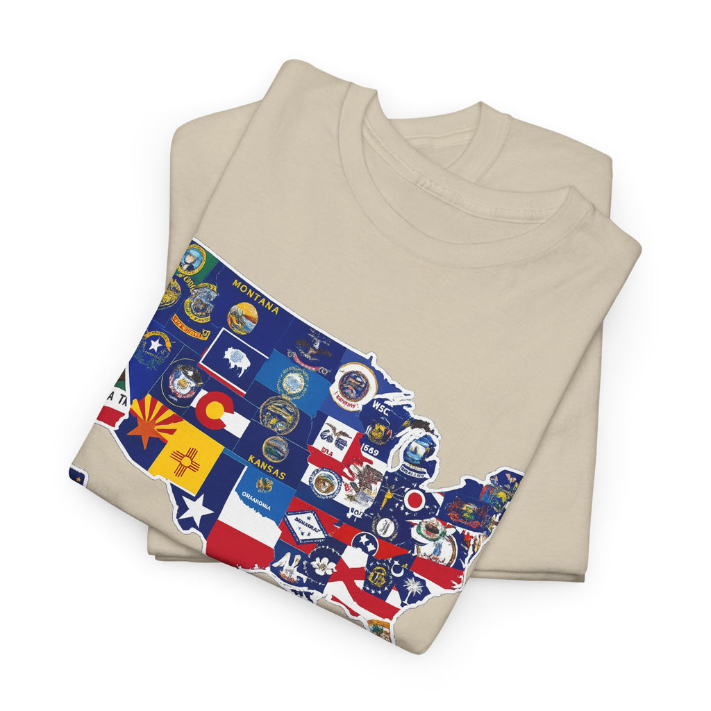 USA Map Flag T-Shirt — United States State Flag Map Tee