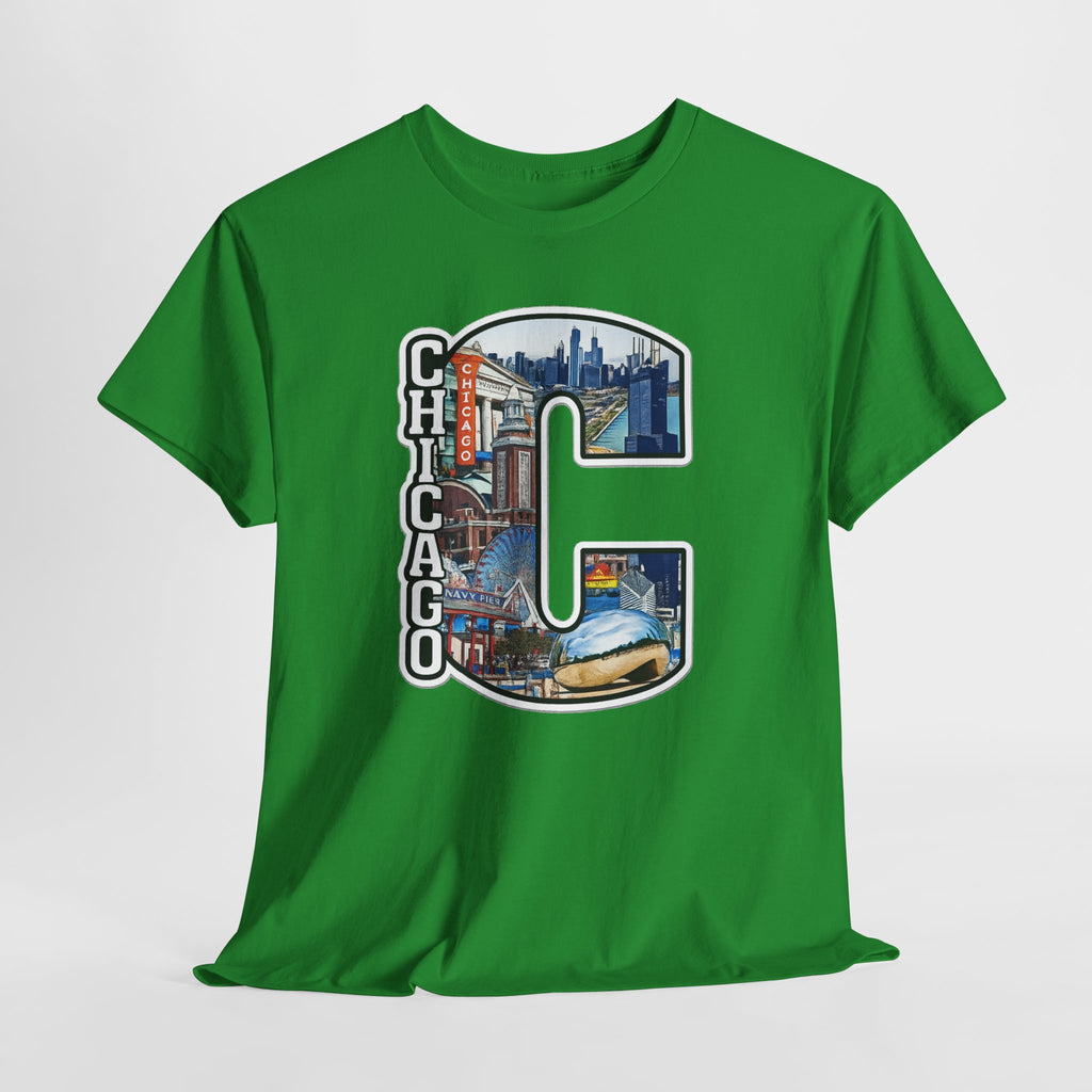 Chicago C Letter T-Shirt — City Skyline Graphic Cotton Tee