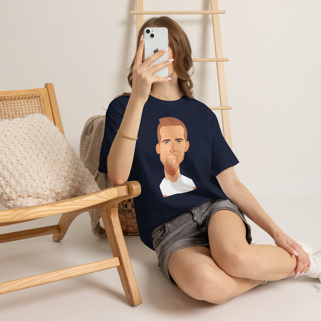 Harry Kane England Caricature Portrait Tee — Minimal Male Face Graphic Cotton T-Shirt