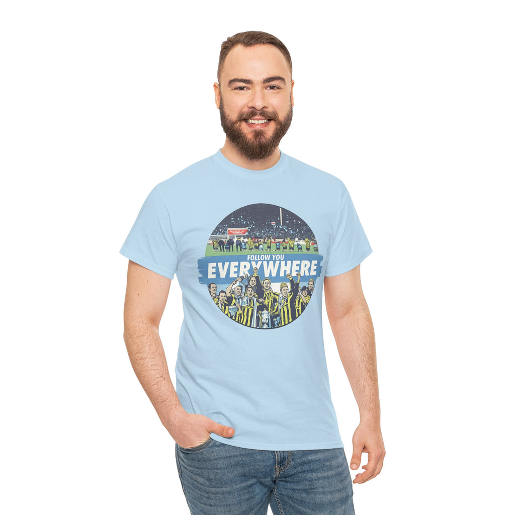 Manchester City Everywhere Soccer Crowd Graphic Tee — 'Follow You Everywhere' Fan Shirt